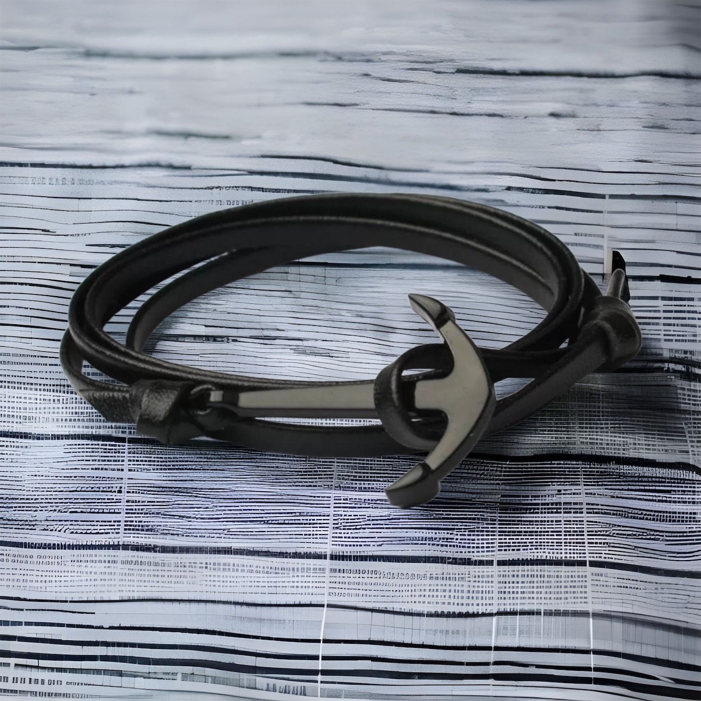 MYKI Stylish Leather Anchor Bracelet (MKMBR121)