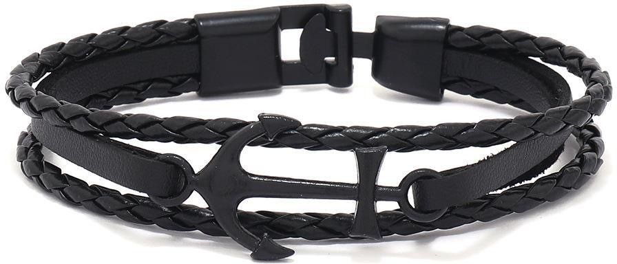 MYKI Stylish Anchor Bracelet For Mens & Boys (MKMBR142-BLACK)