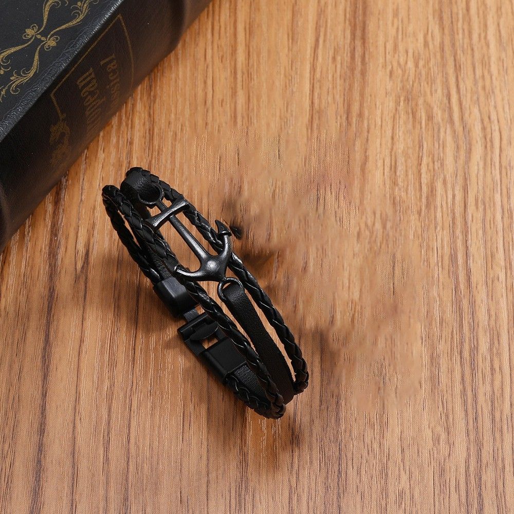 MYKI Stylish Anchor Bracelet For Mens & Boys (MKMBR142-BLACK)