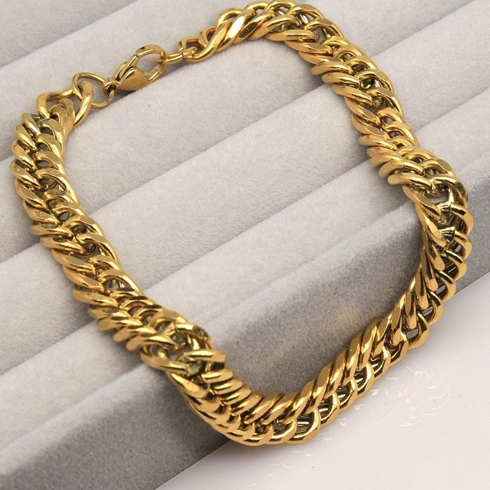 MYKI Bold & Sexy Personality Stud Chain Design Titanium Bracelet for Men (MKMBR116-162G)