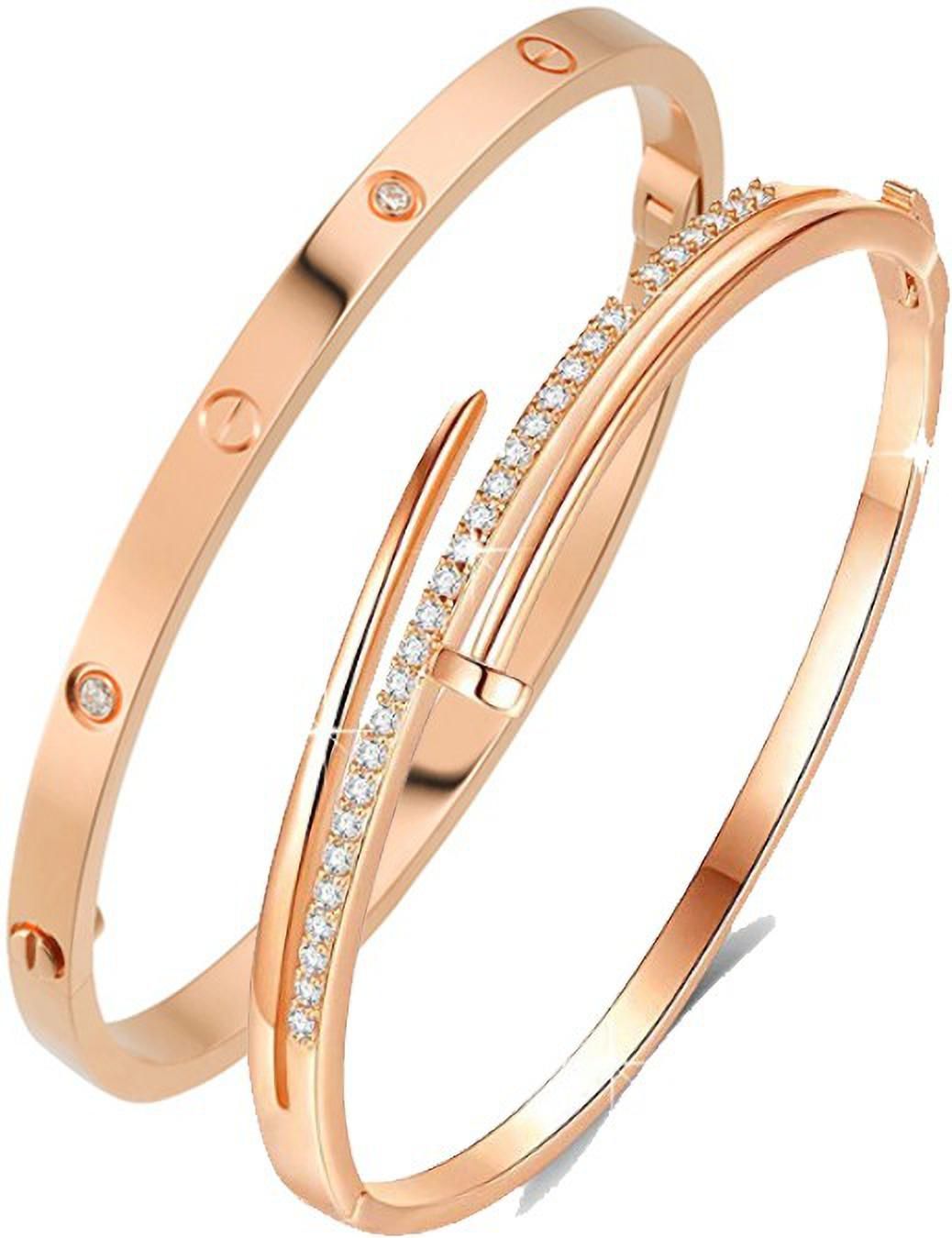 MYKI Rosegold Classic Kada Combo Bracelet (MKBRAD300RG-MKBRAD223RG-MKBRAD292RG)