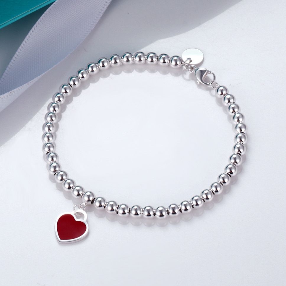 MYKI Elegant Silver Beaded Bracelet Heart Charm (MKBRAD545)