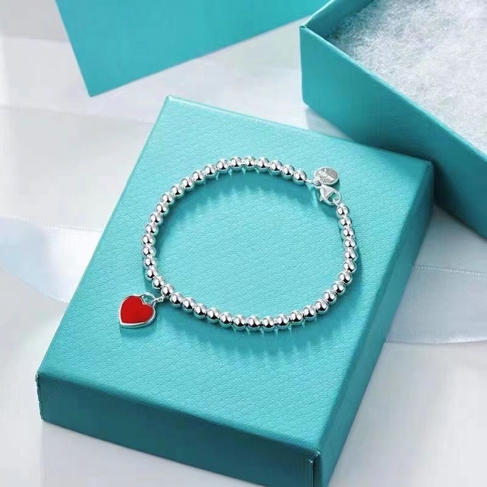 MYKI Elegant Silver Beaded Bracelet Heart Charm (MKBRAD545)