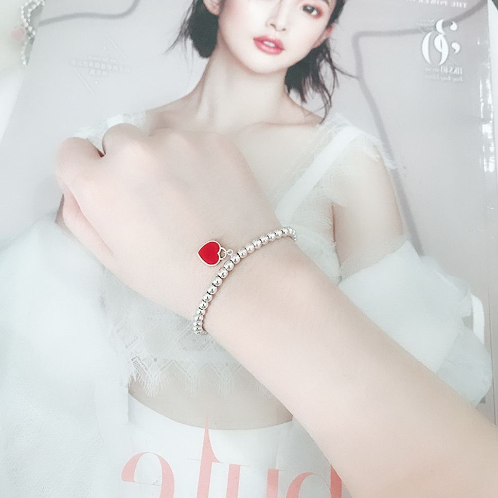 MYKI Elegant Silver Beaded Bracelet Heart Charm (MKBRAD545)