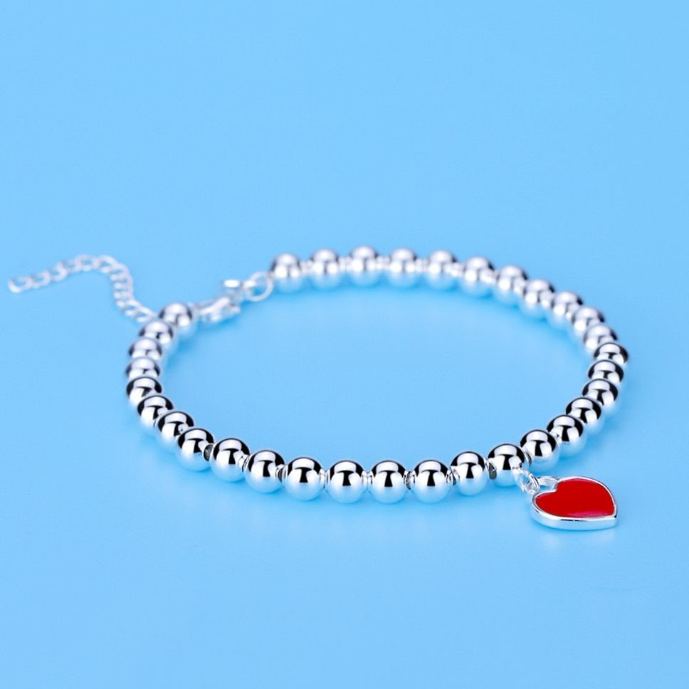 MYKI Elegant Silver Beaded Bracelet Heart Charm (MKBRAD545)