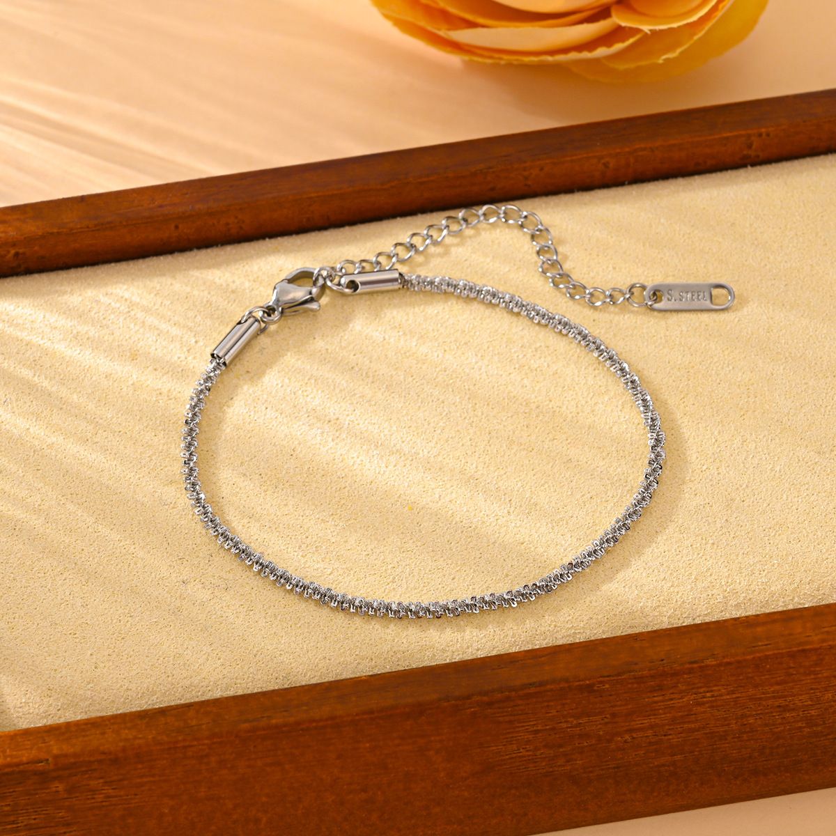 MYKI Textured Dainty Bracelet(MKBRAD716-SSYI)