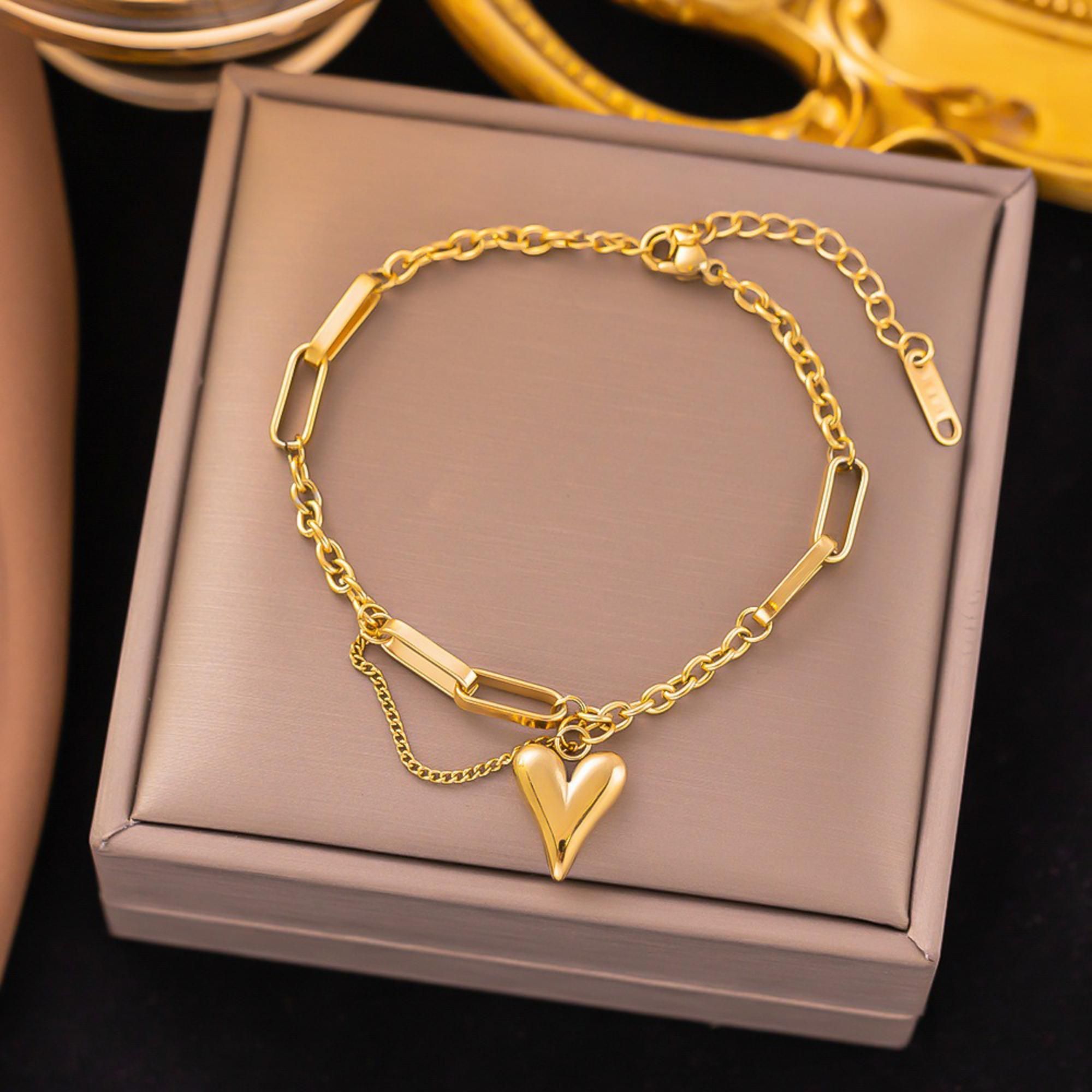 MYKI Heart Charm Link Bracelet(MKBRAD719-SSYI)
