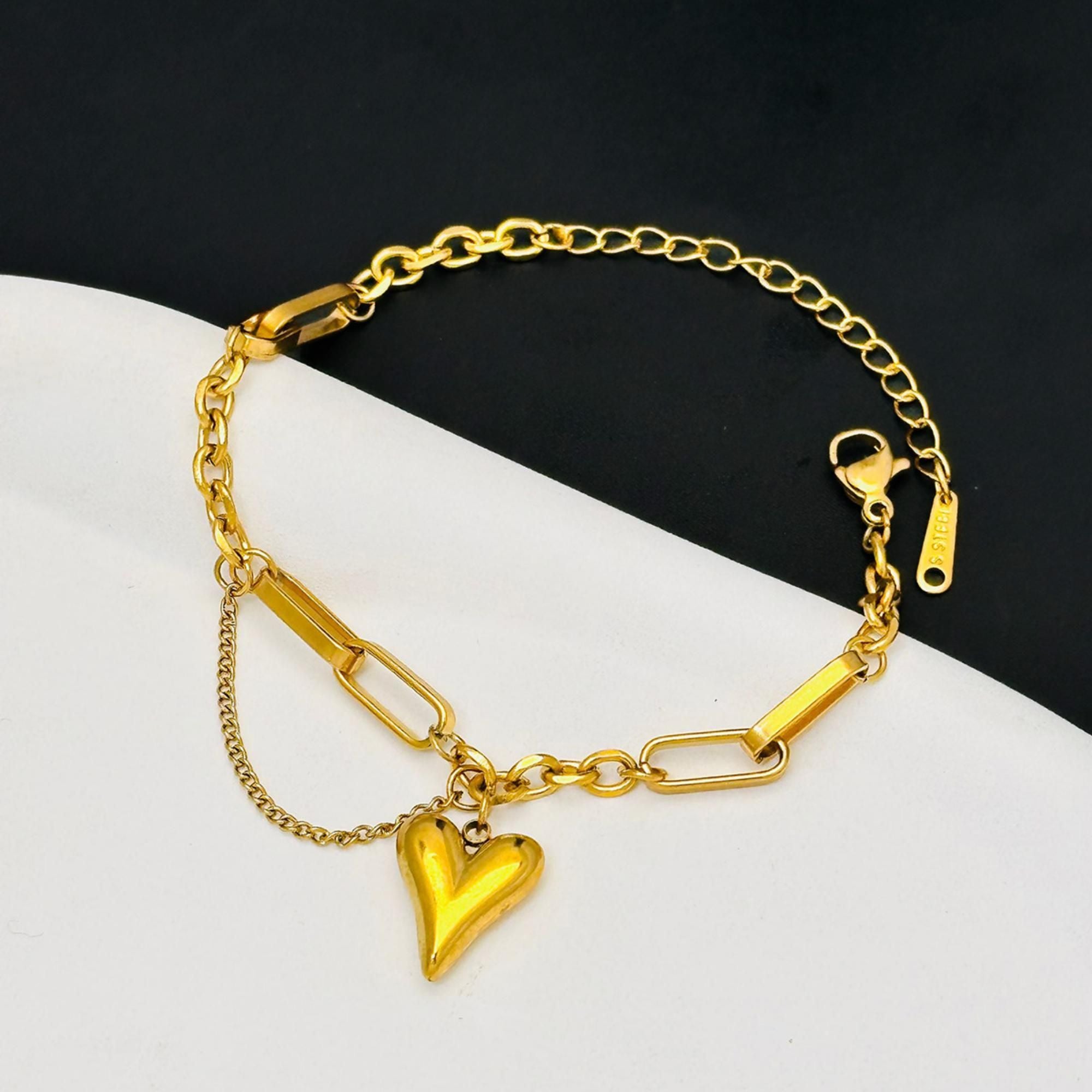 MYKI Heart Charm Link Bracelet(MKBRAD719-SSYI)