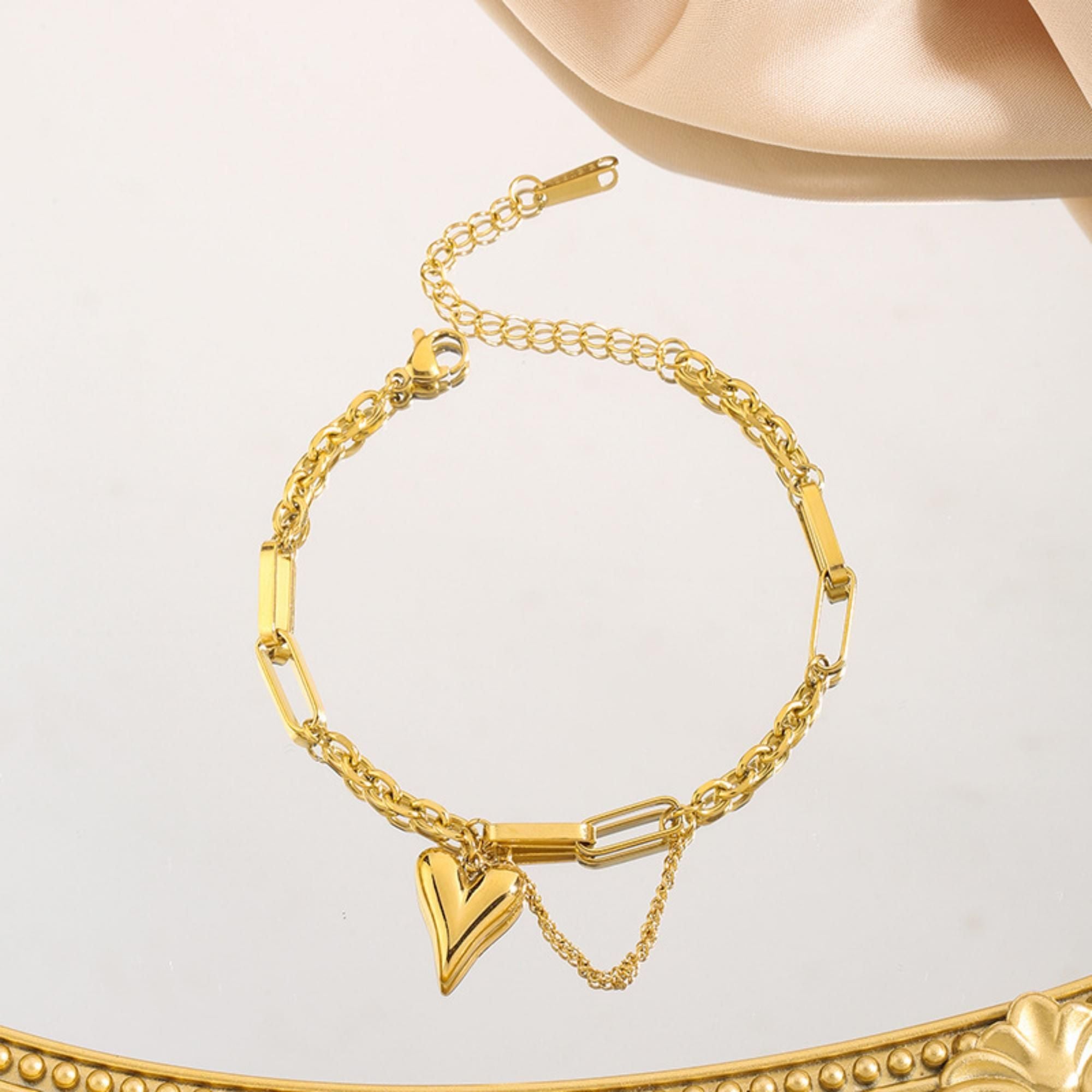 MYKI Heart Charm Link Bracelet(MKBRAD719-SSYI)