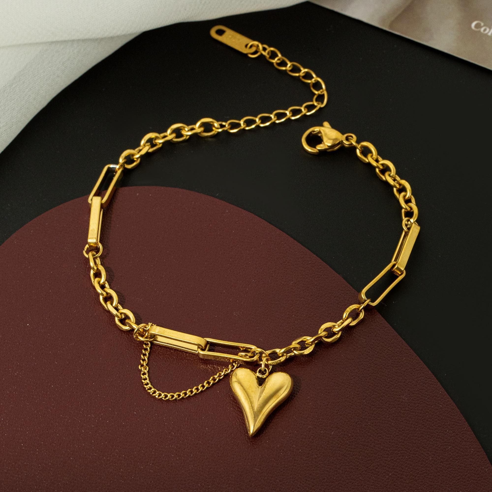 MYKI Heart Charm Link Bracelet(MKBRAD719-SSYI)