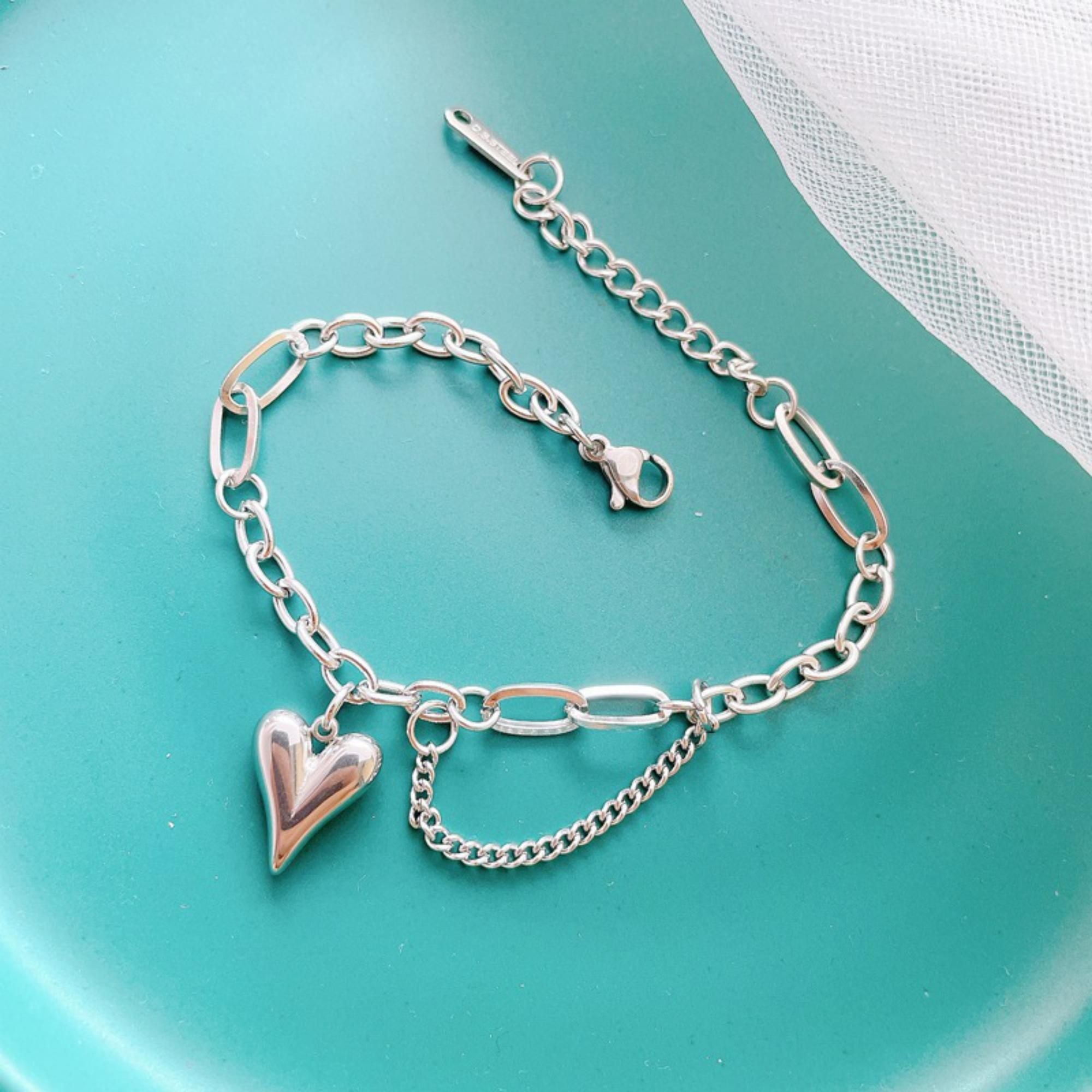 MYKI Heart Charm Link Bracelet(MKBRAD719-SSYI)