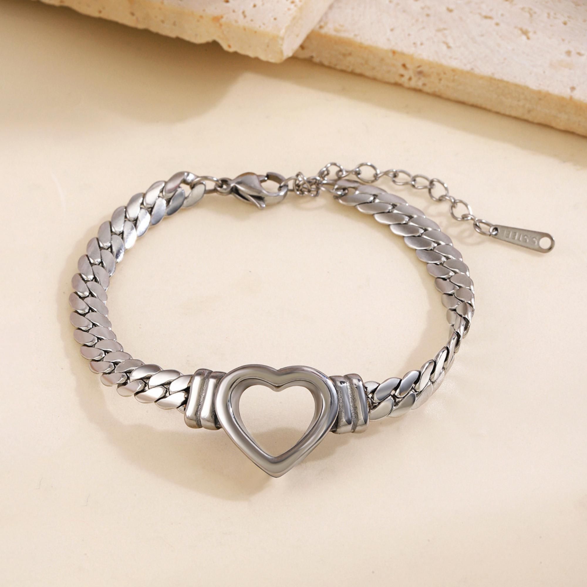 MYKI Heart Cutout Bracelet | Anti-Tarnish Stainless Steel(MKBRAD723-SSYI)