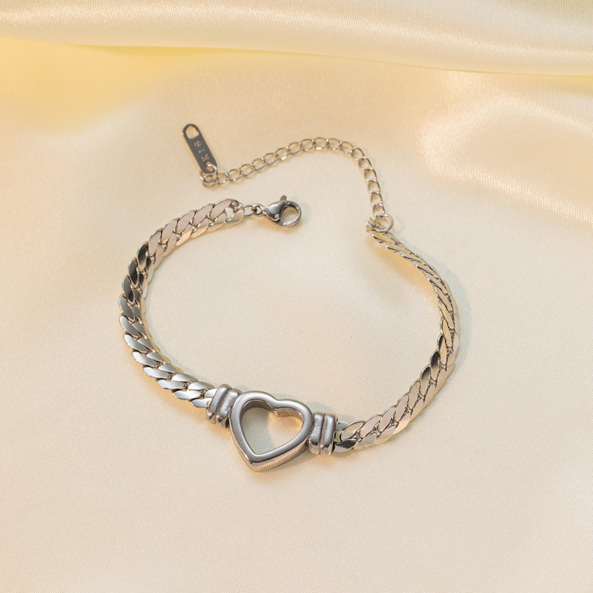 MYKI Heart Cutout Bracelet | Anti-Tarnish Stainless Steel(MKBRAD723-SSYI)