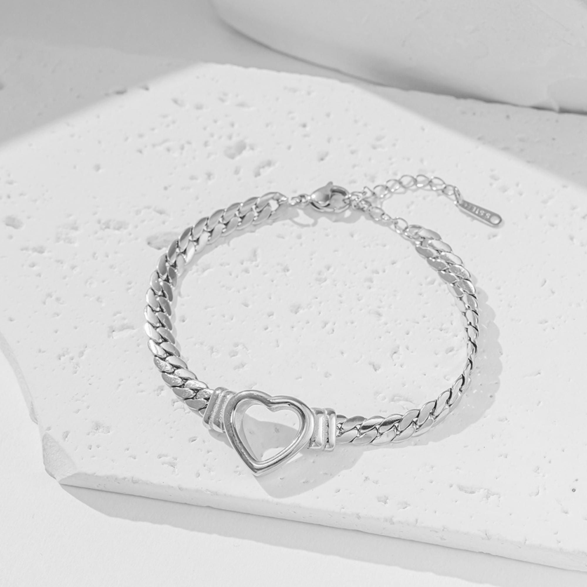 MYKI Heart Cutout Bracelet | Anti-Tarnish Stainless Steel(MKBRAD723-SSYI)