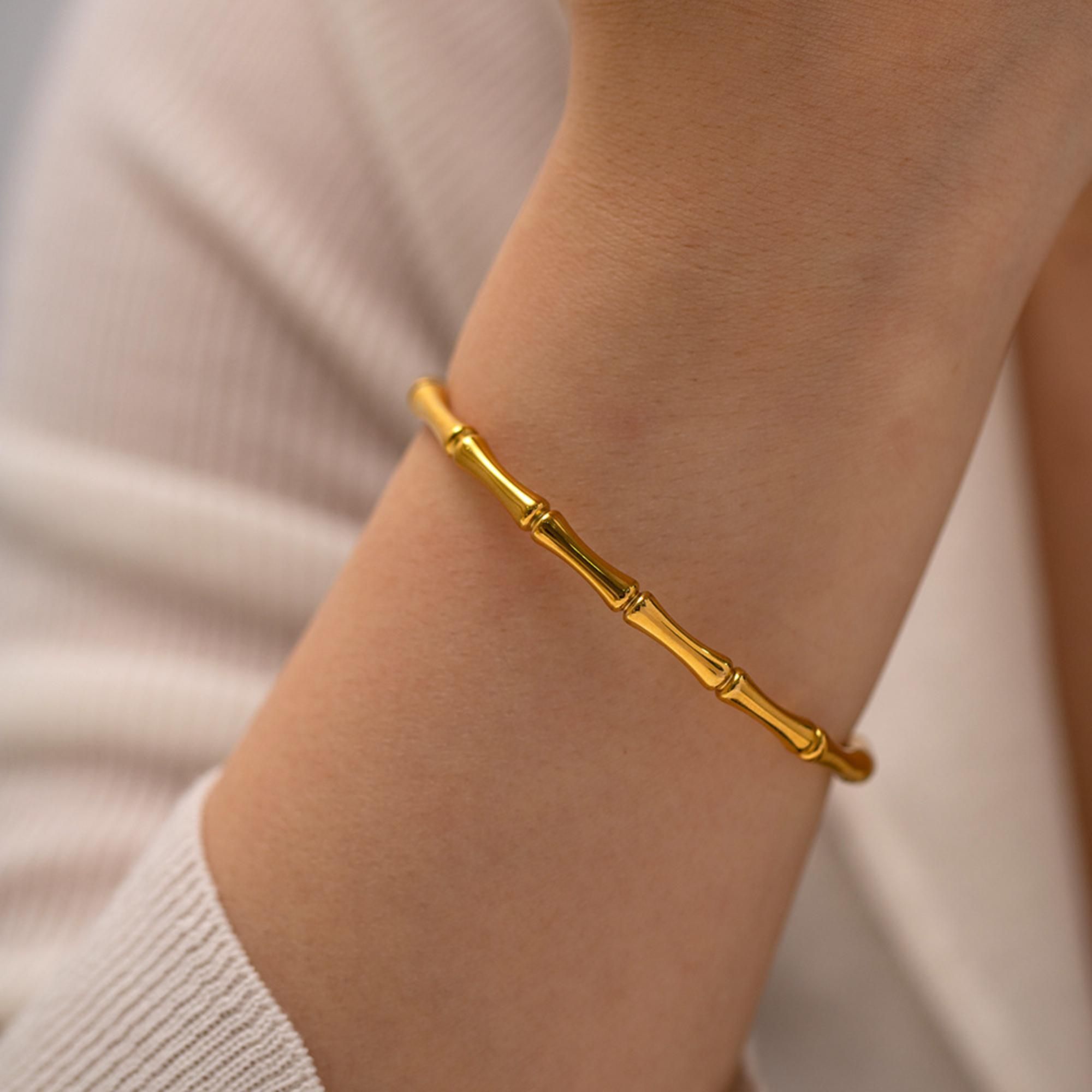 MYKI Bamboo Style Bangle | Anti-Tarnish(MKBRAD727-SSYI)