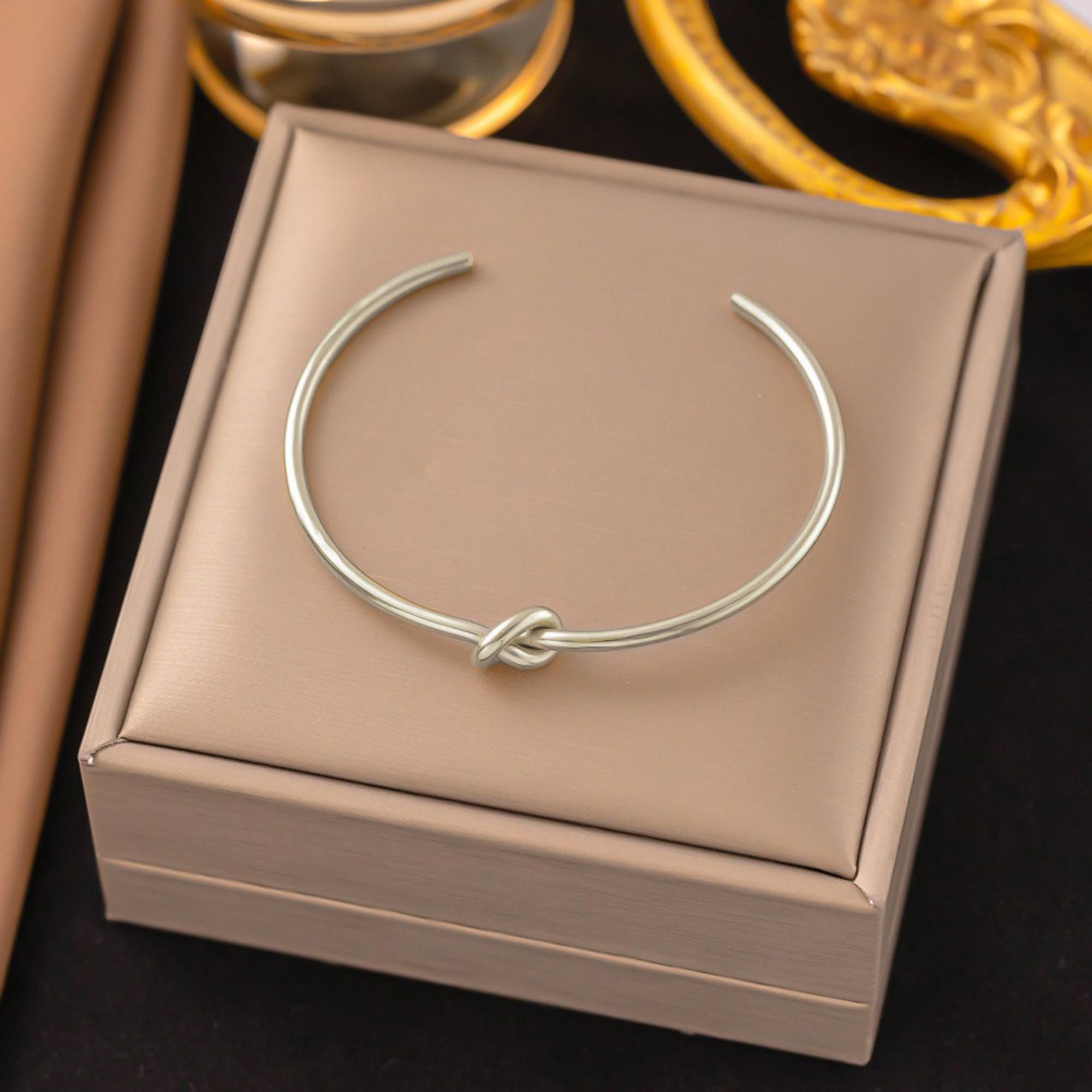 MYKI Knot Cuff Bracelet | Stainless Steel | Anti-Tarnish(MKBRAD736-SSYI)