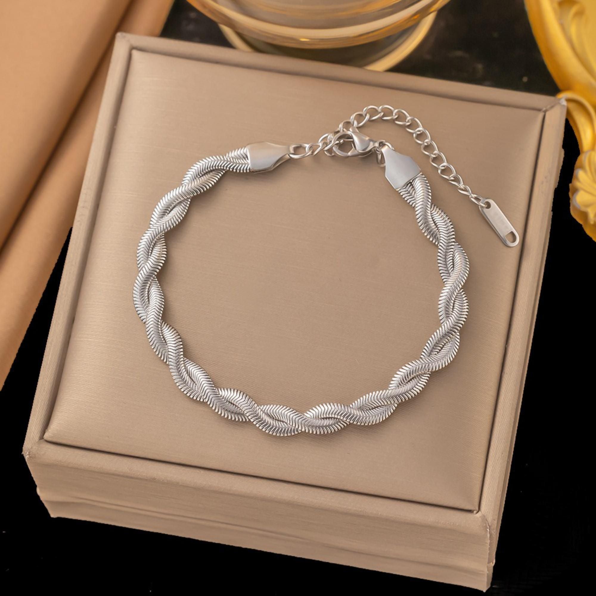 MYKI Stainless Steel Braided Bracelet | Anti-Tarnish(MKBRAD769-SSYI)