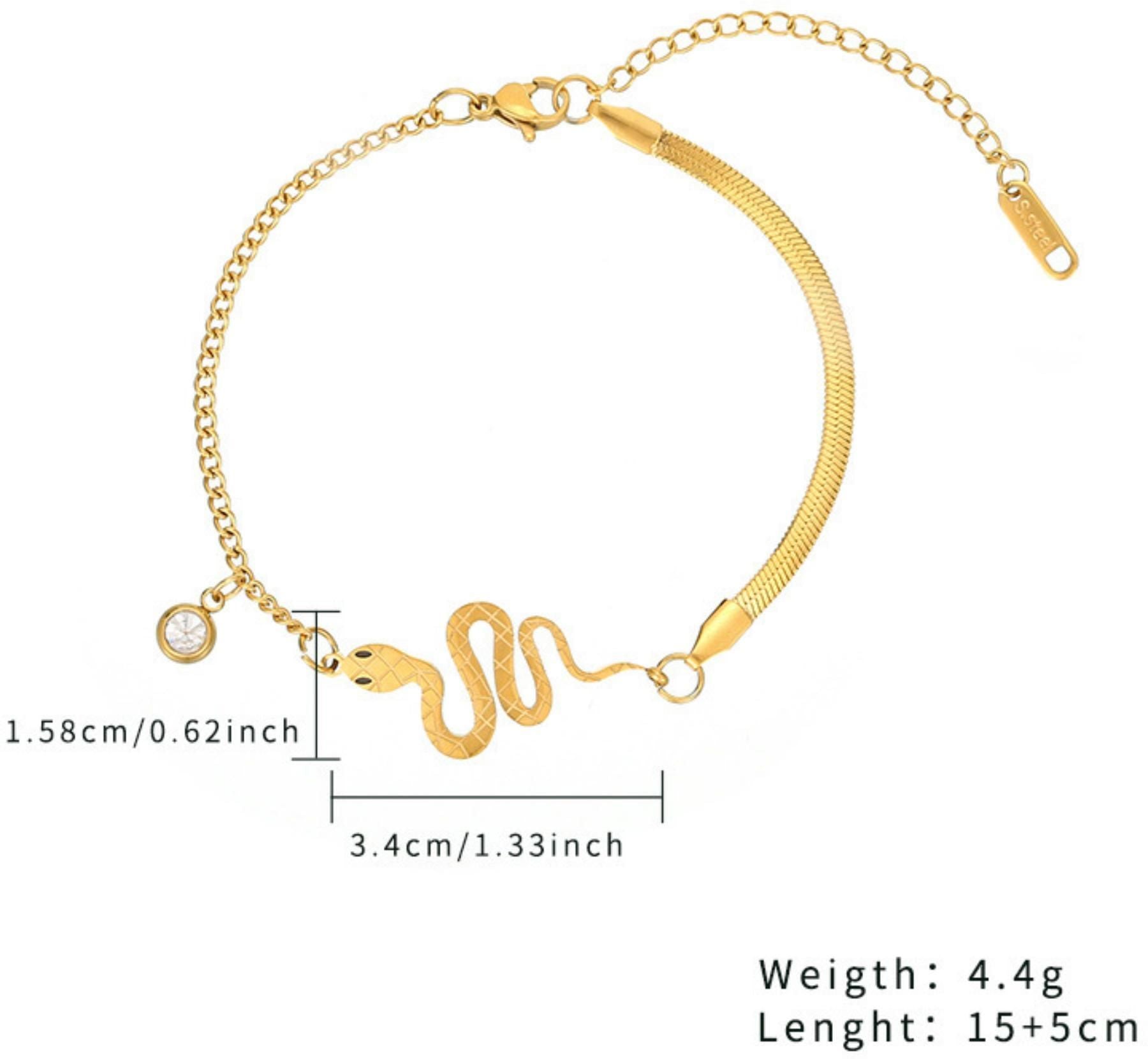 MYKI Stainless Steel Snake Charm Bracelet with CZ Pendant(MKBRAD770-SSYI)