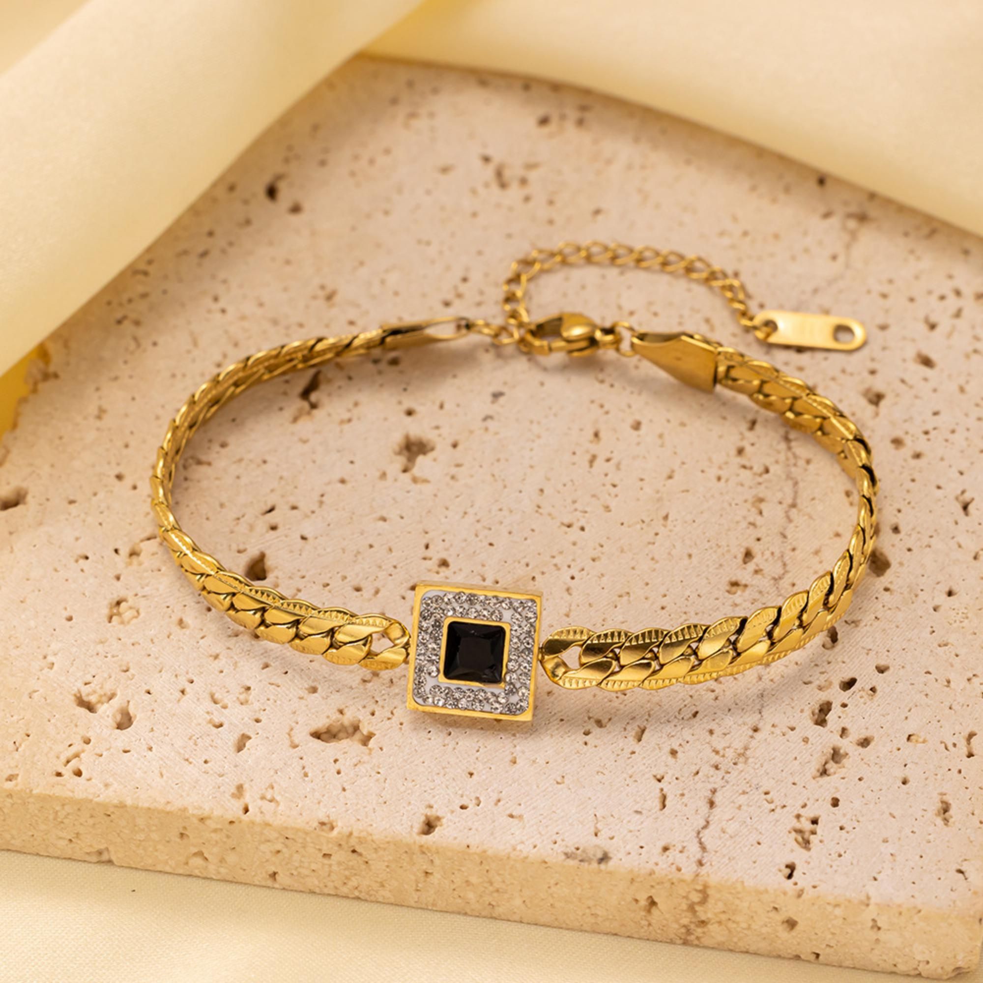 MYKI Coloured Stone Cuban Bracelet | Premium Finish(MKBRAD771G-SSYI)