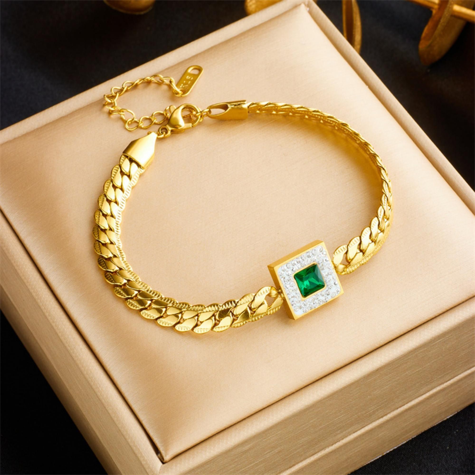 MYKI Coloured Stone Cuban Bracelet | Premium Finish(MKBRAD771G-SSYI)