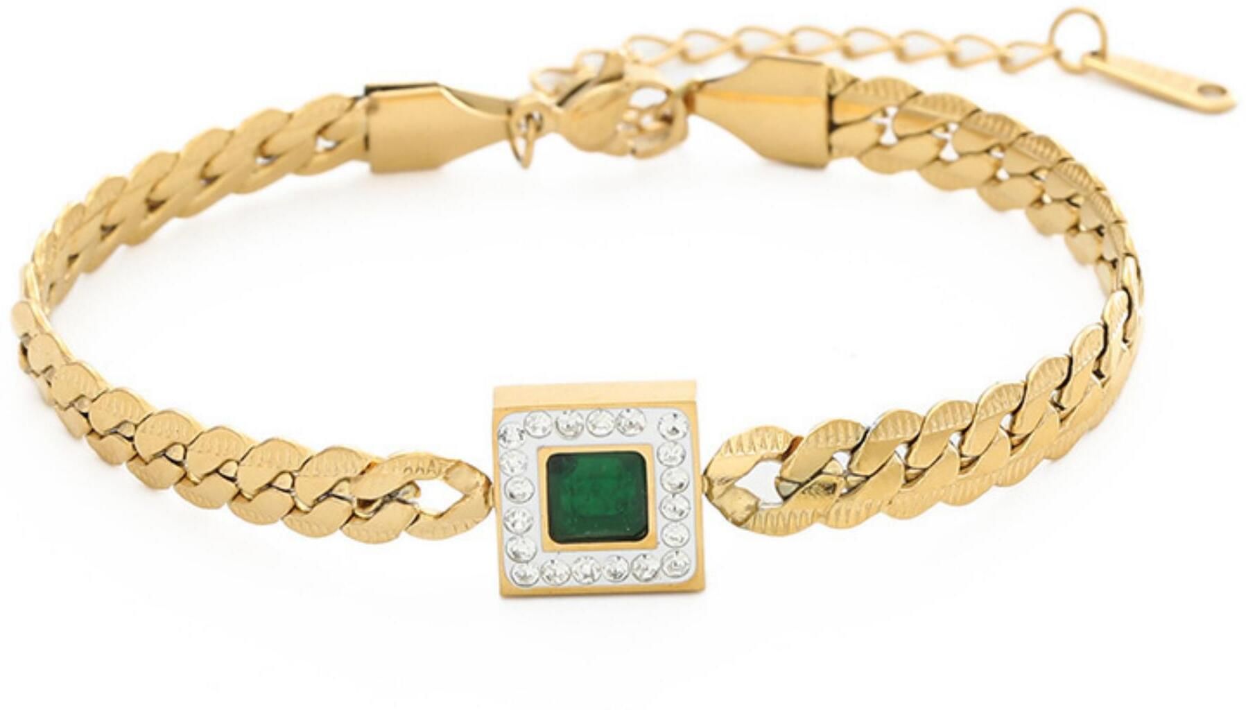 MYKI Coloured Stone Cuban Bracelet | Premium Finish(MKBRAD771G-SSYI)