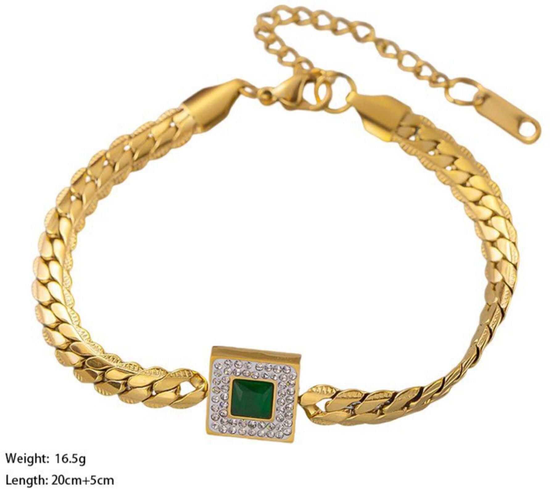 MYKI Coloured Stone Cuban Bracelet | Premium Finish(MKBRAD771G-SSYI)