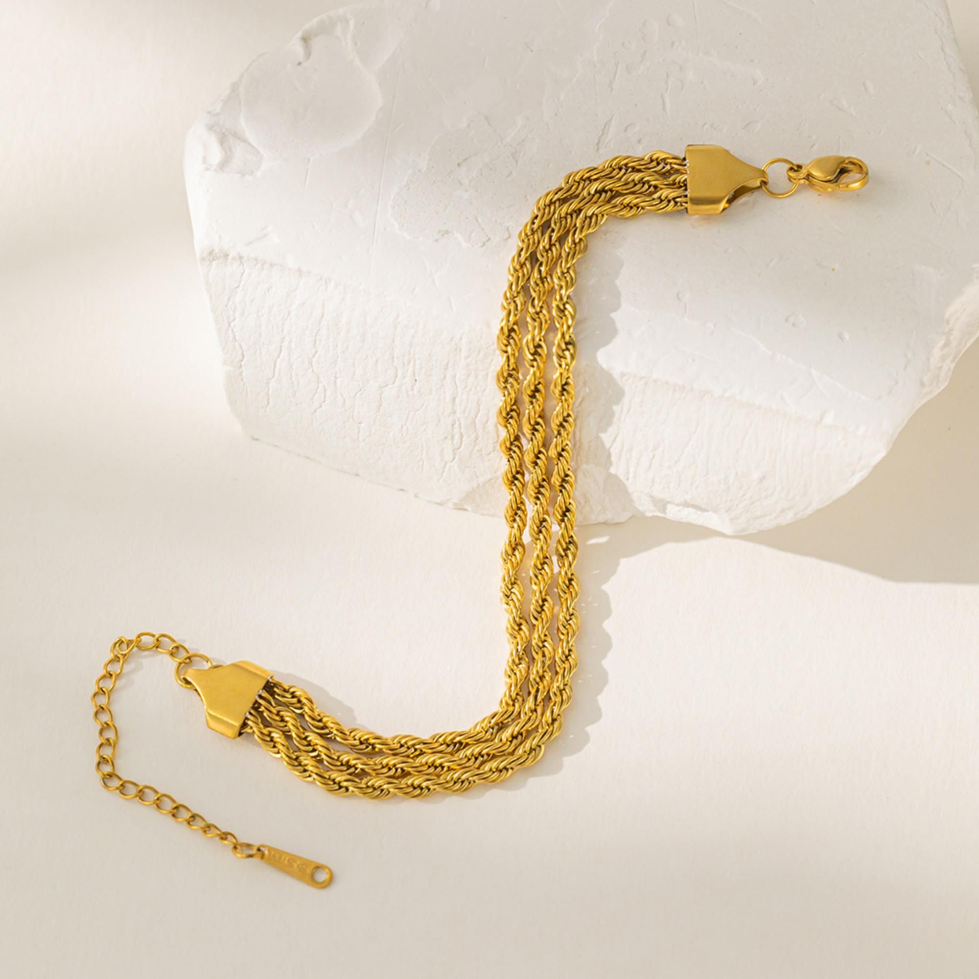 MYKI Stainless Steel Triple Rope Bracelet | Anti-Tarnish(MKBRAD776-SSYI)