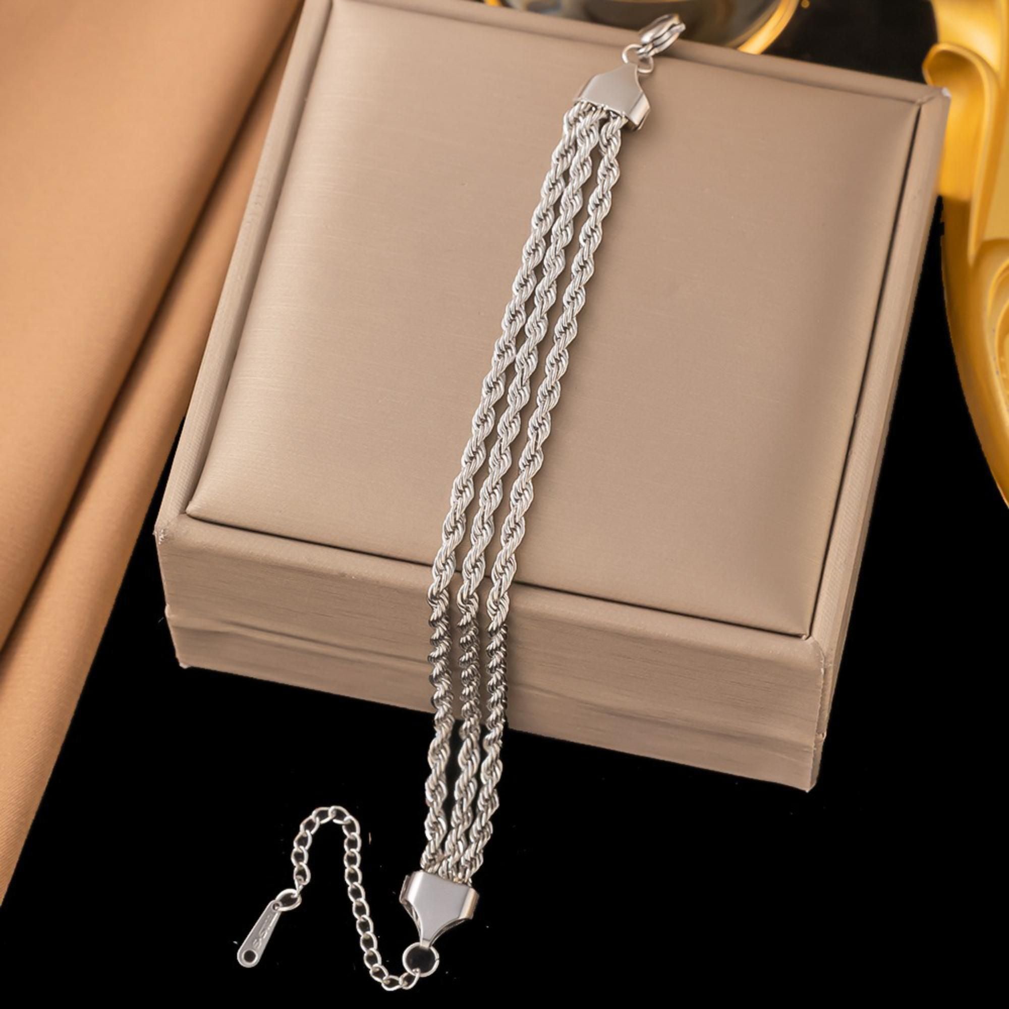 MYKI Stainless Steel Triple Rope Bracelet | Anti-Tarnish(MKBRAD776-SSYI)