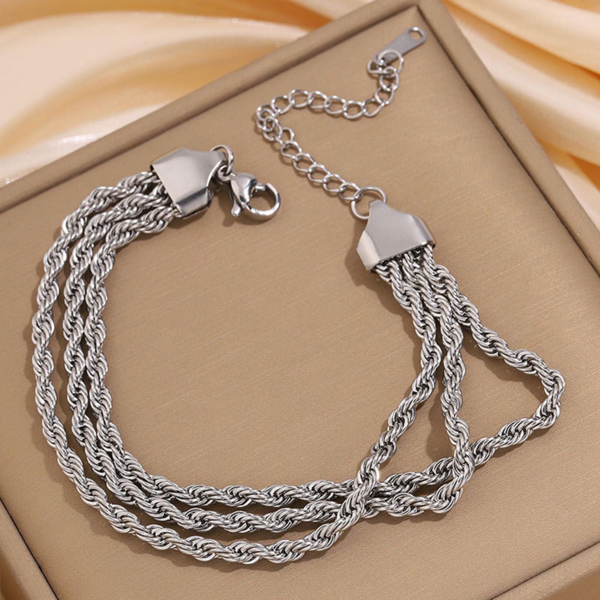 MYKI Stainless Steel Triple Rope Bracelet | Anti-Tarnish(MKBRAD776-SSYI)