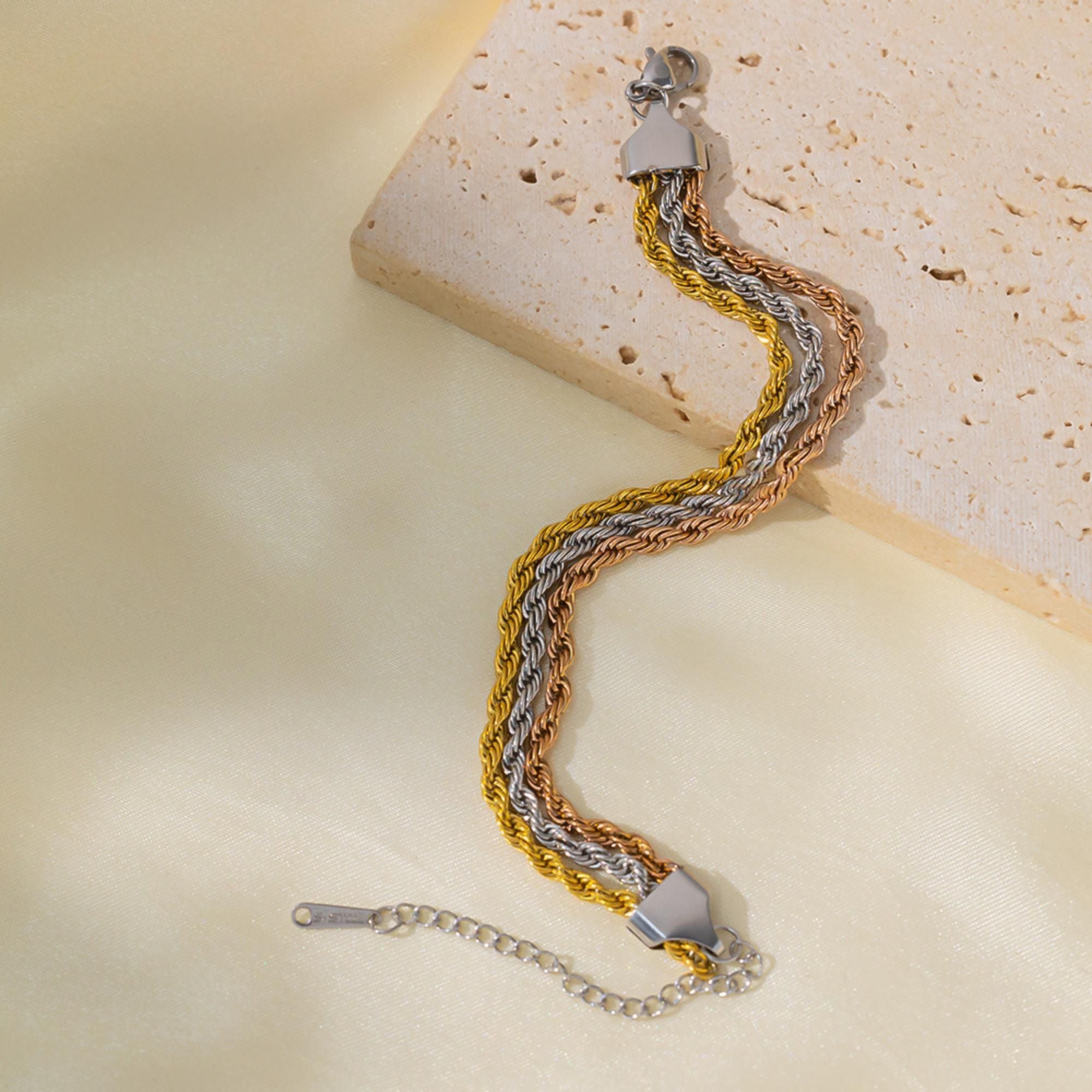 MYKI Stainless Steel Triple Rope Bracelet | Anti-Tarnish(MKBRAD776-SSYI)