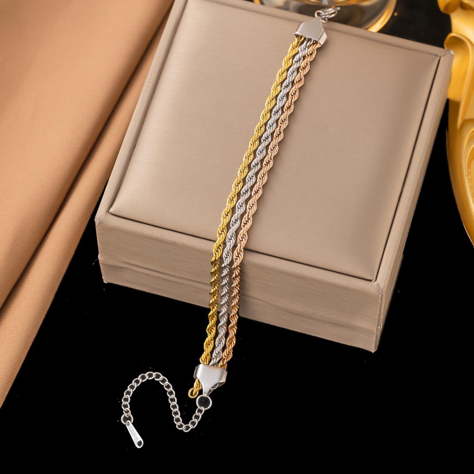 MYKI Stainless Steel Triple Rope Bracelet | Anti-Tarnish(MKBRAD776-SSYI)