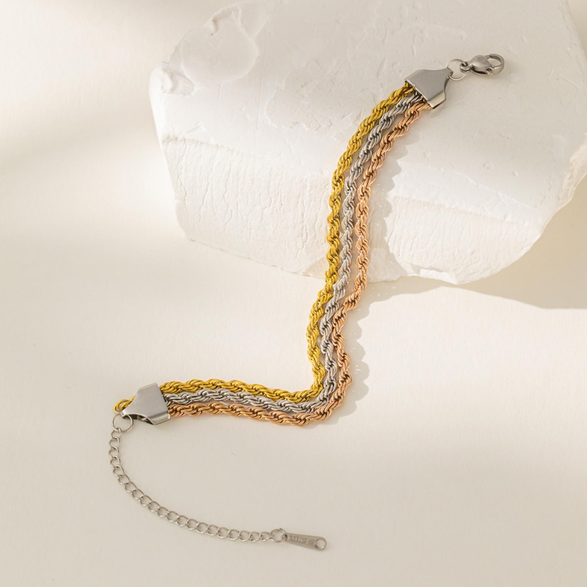MYKI Stainless Steel Triple Rope Bracelet | Anti-Tarnish(MKBRAD776-SSYI)