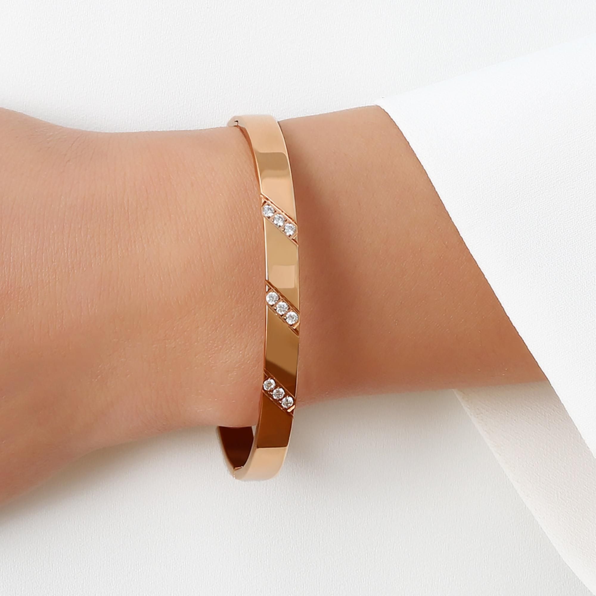 MYKI Stainless Steel CZ Diagonal Engraved Bangle | Anti-Tarnish(MKBRAD777-SSYI)