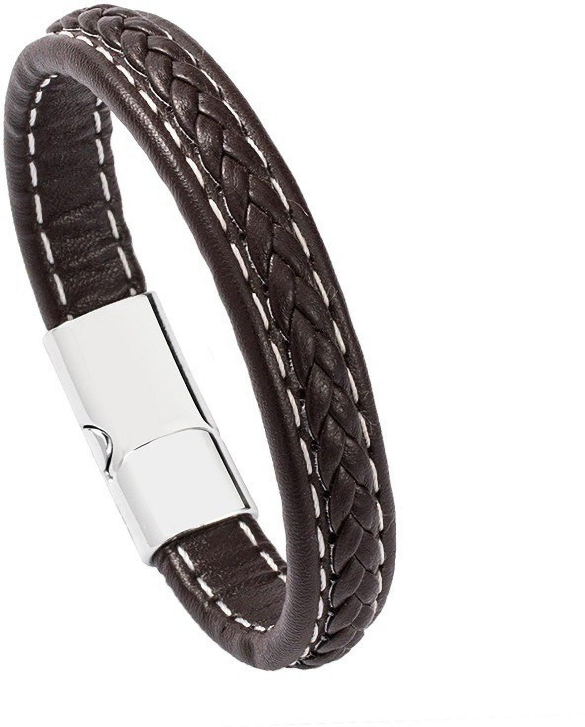 MYKI Macho Thick Leather Bracelet For Mens & Boys (MKMBR143-BROWN)
