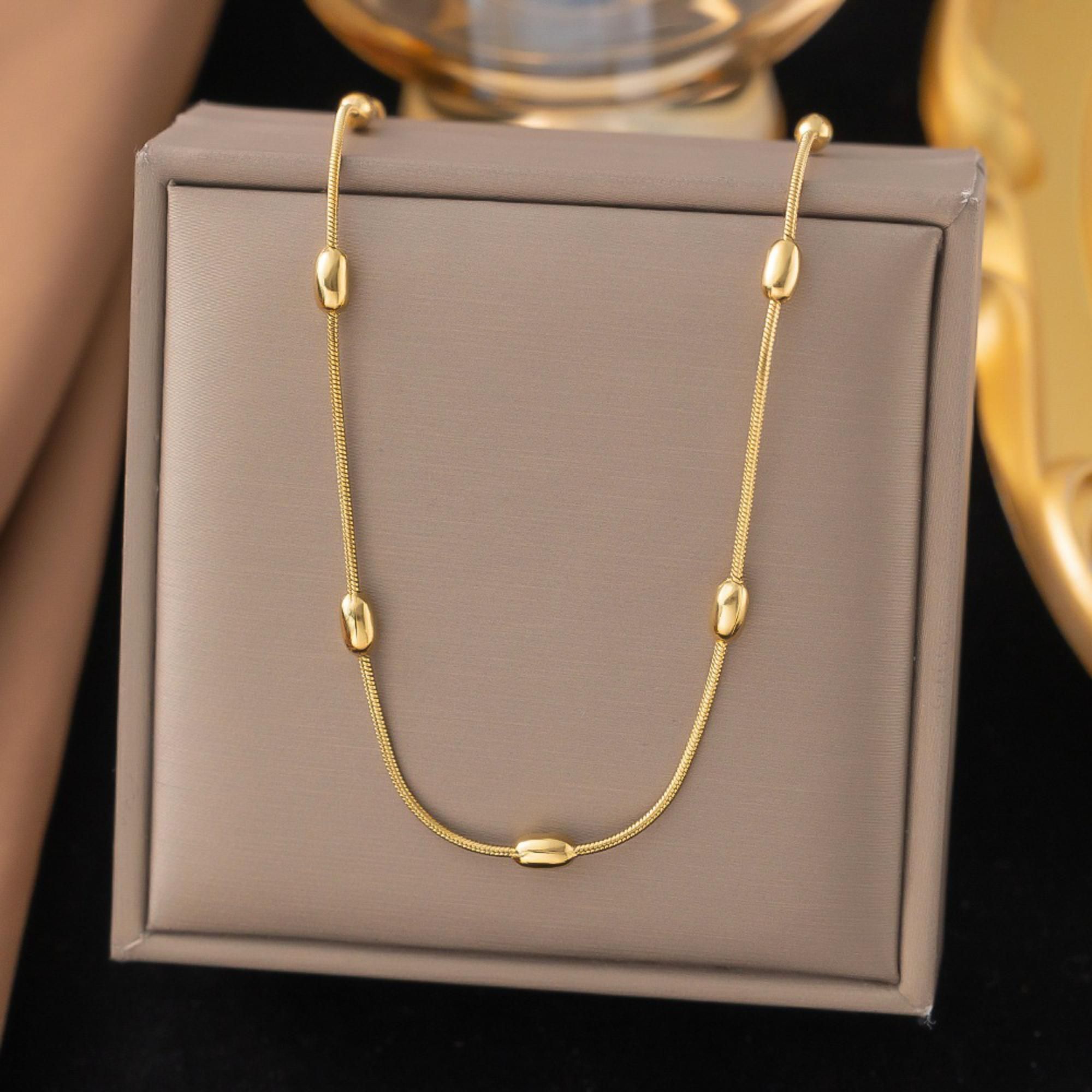 MYKI Anti-Tarnish Beaded Necklace (MK720G-SSYI)