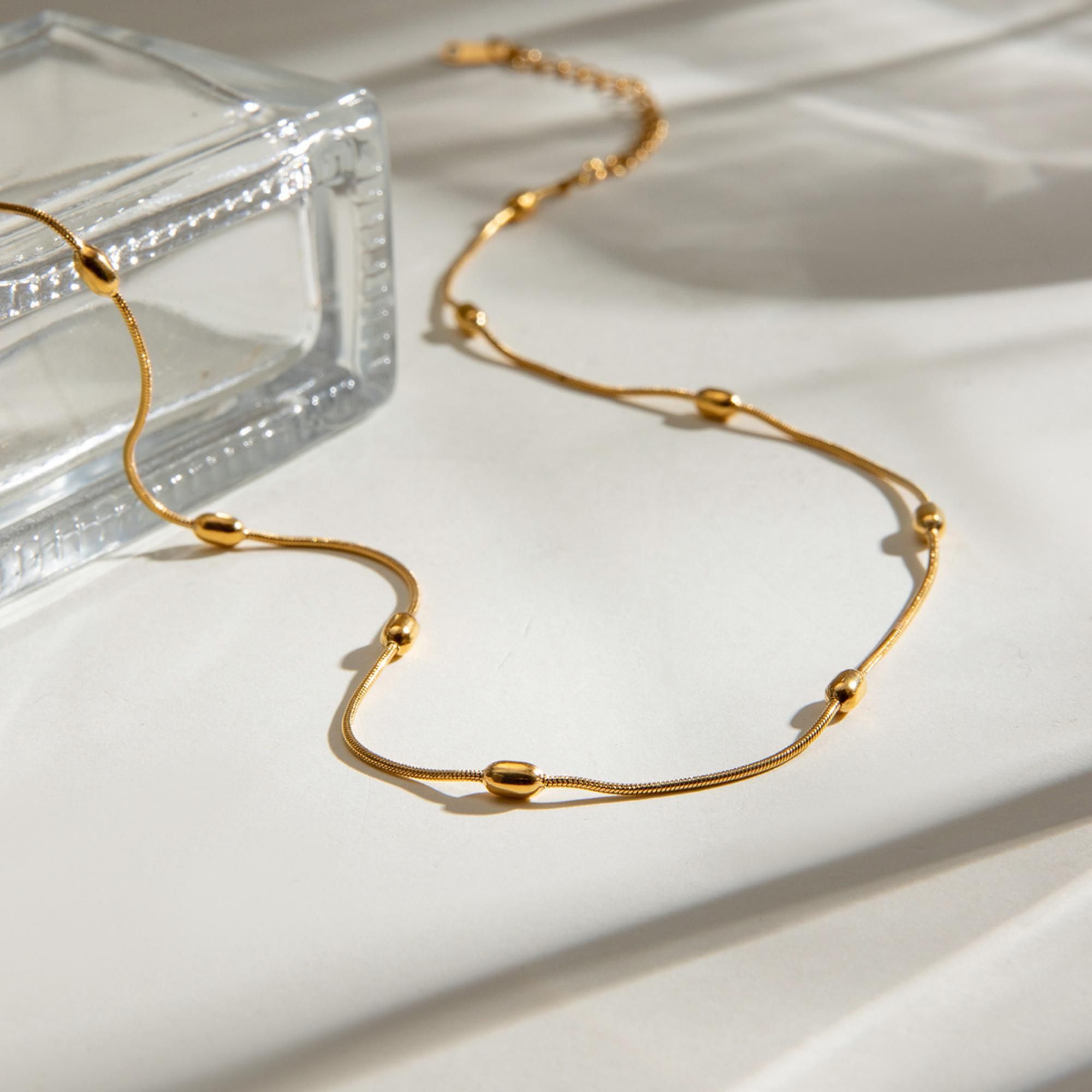 MYKI Anti-Tarnish Beaded Necklace (MK720-SSYI)