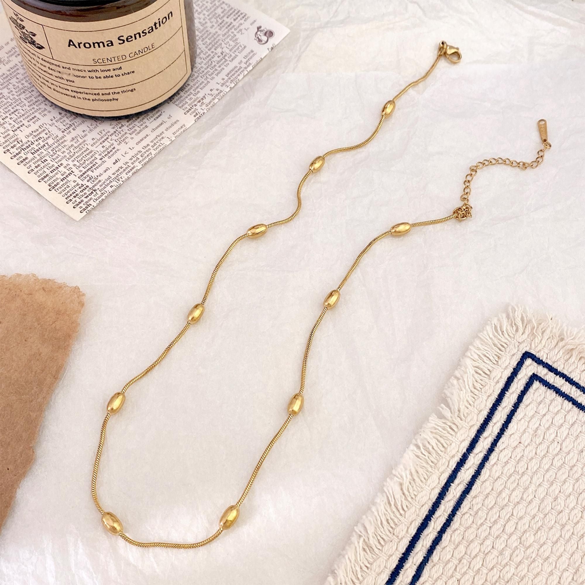 MYKI Anti-Tarnish Beaded Necklace (MK720-SSYI)