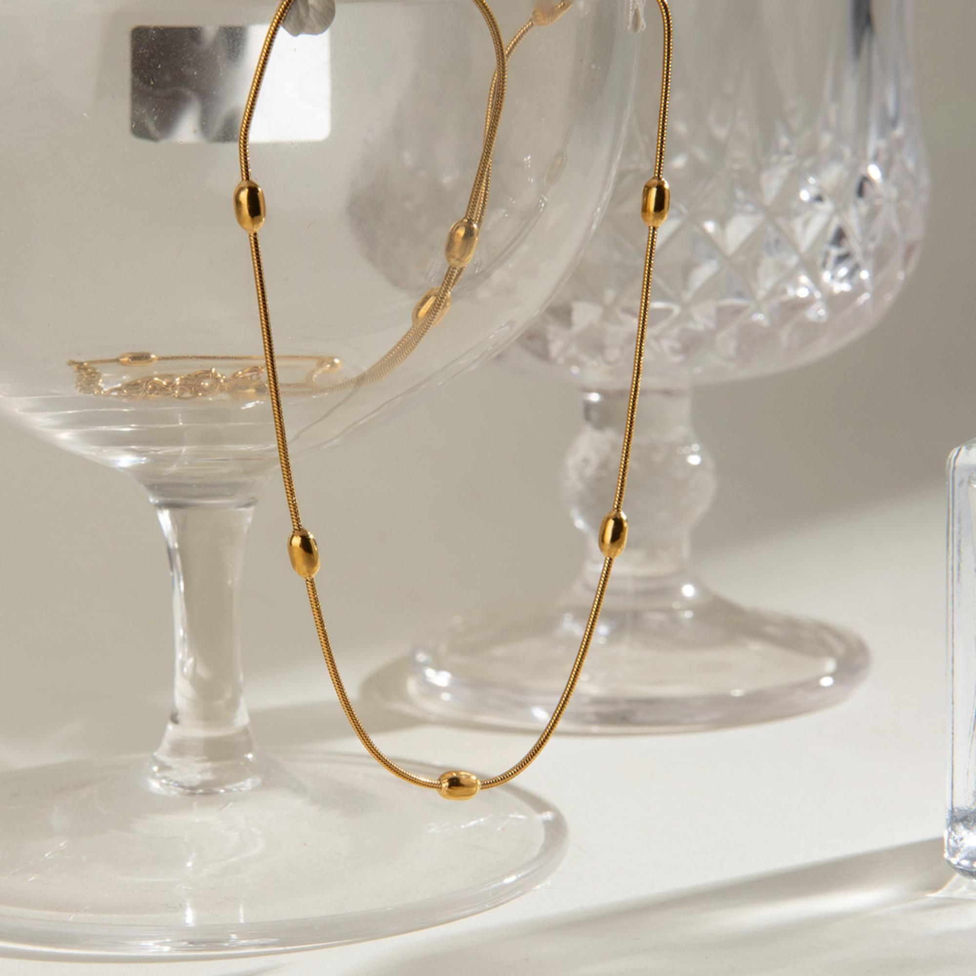 MYKI Anti-Tarnish Beaded Necklace (MK720-SSYI)