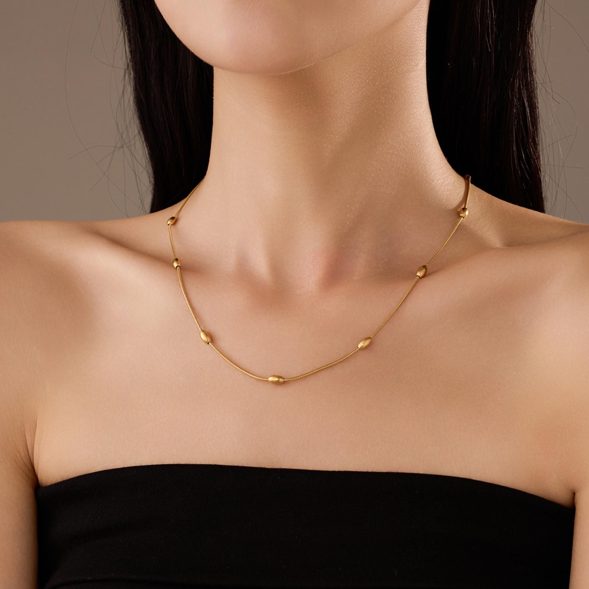 MYKI Anti-Tarnish Beaded Necklace (MK720-SSYI)
