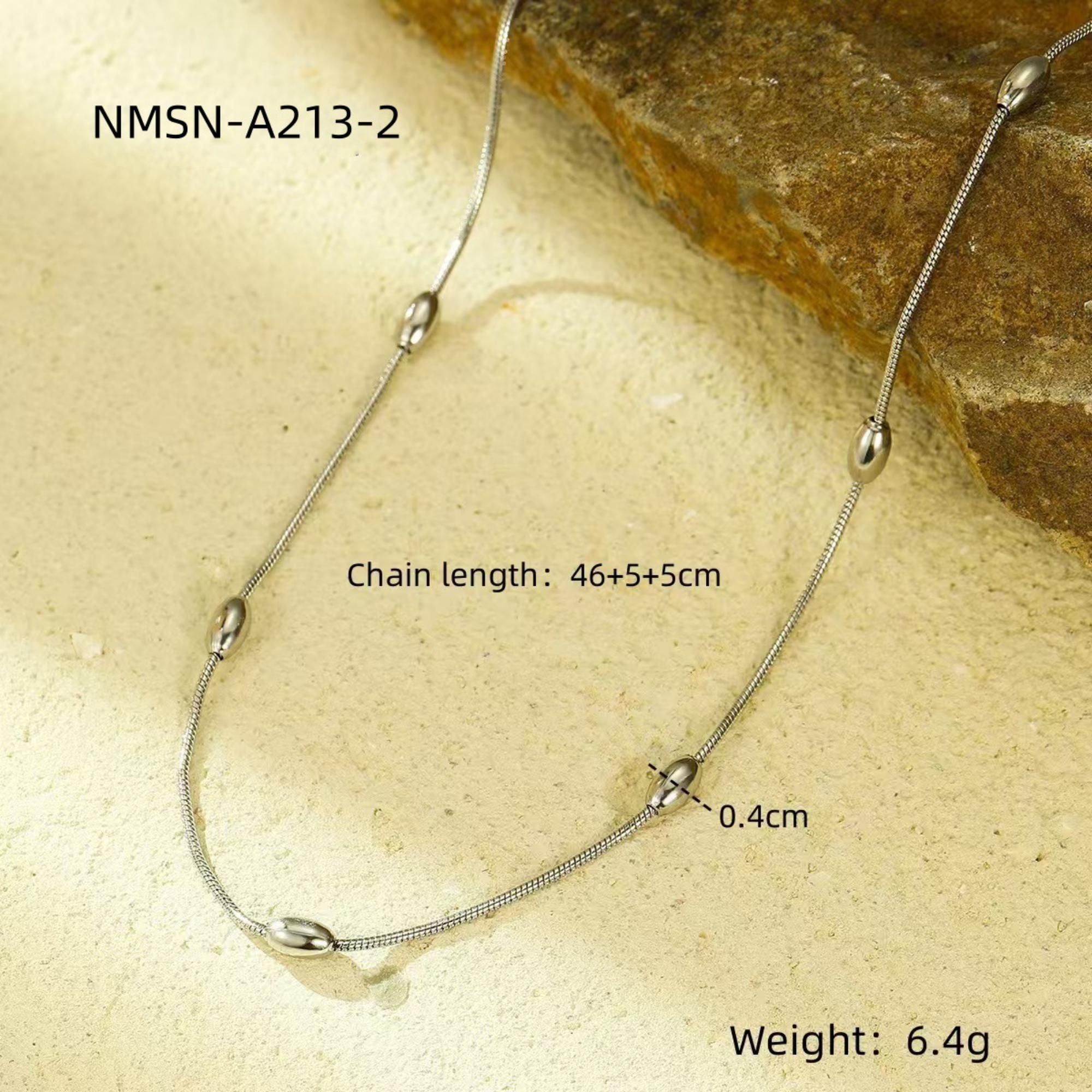 MYKI Anti-Tarnish Beaded Necklace (MK720-SSYI)
