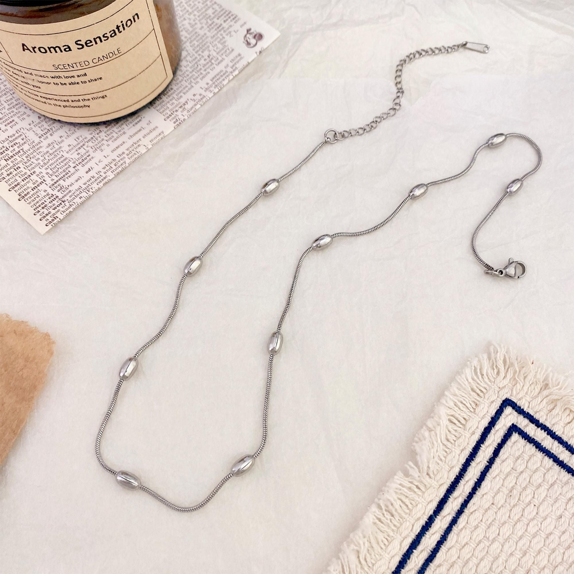 MYKI Anti-Tarnish Beaded Necklace (MK720-SSYI)