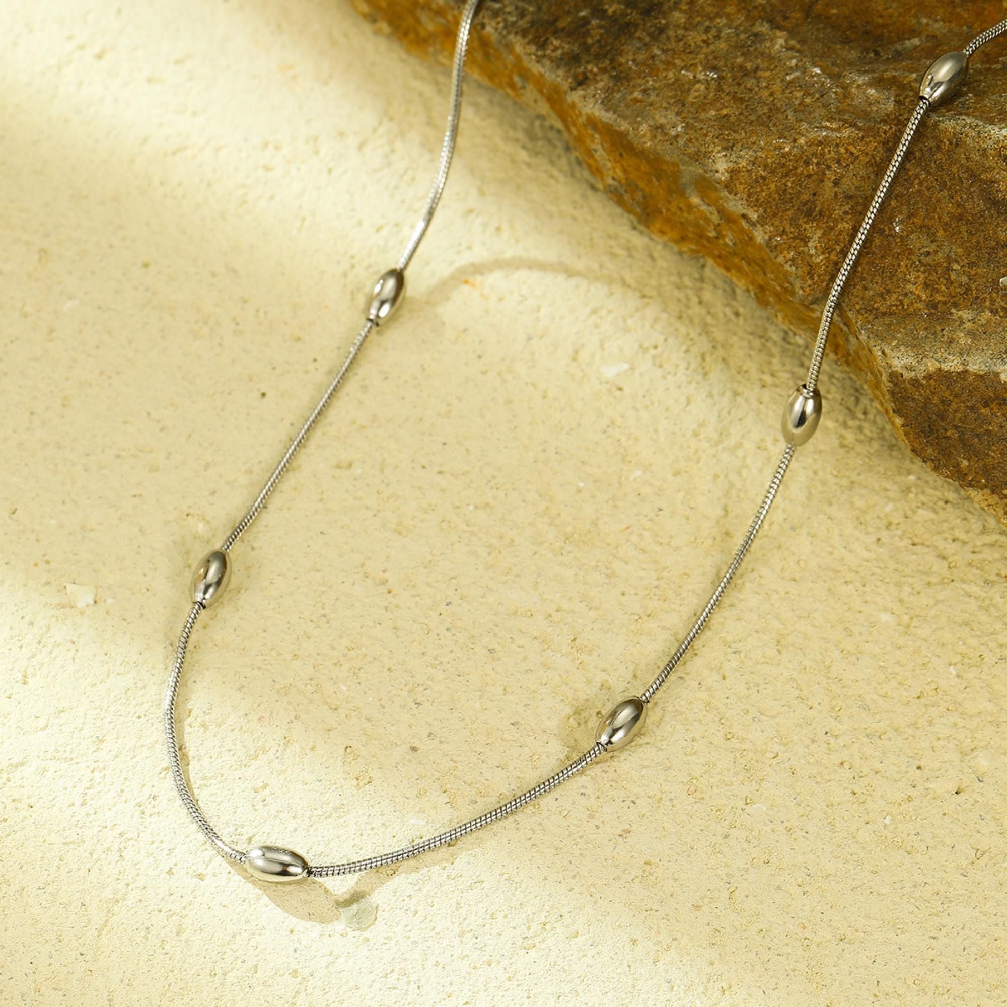 MYKI Anti-Tarnish Beaded Necklace (MK720-SSYI)