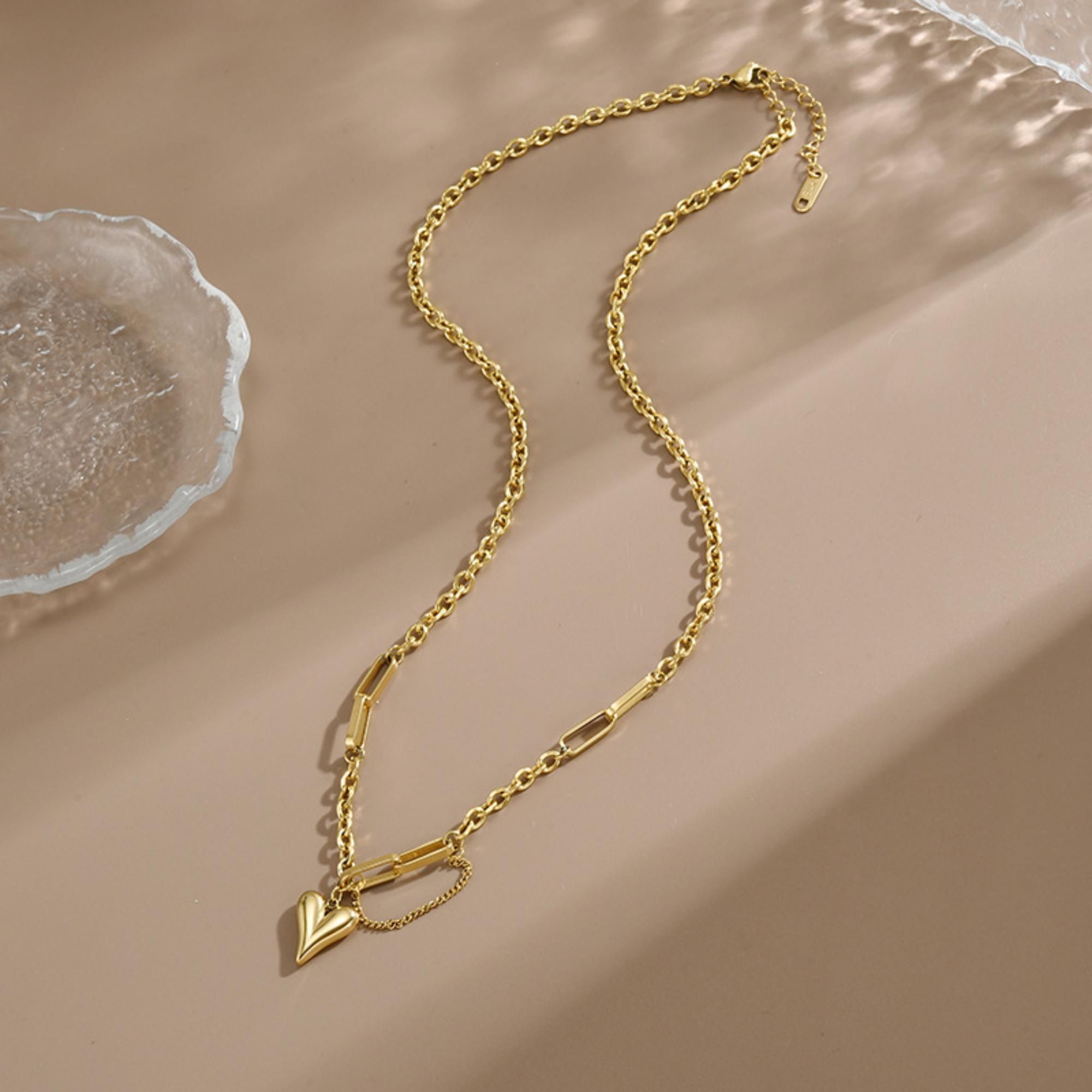 MYKI Appealing Heart Stainless Steel Necklace (MK729-SSYI)