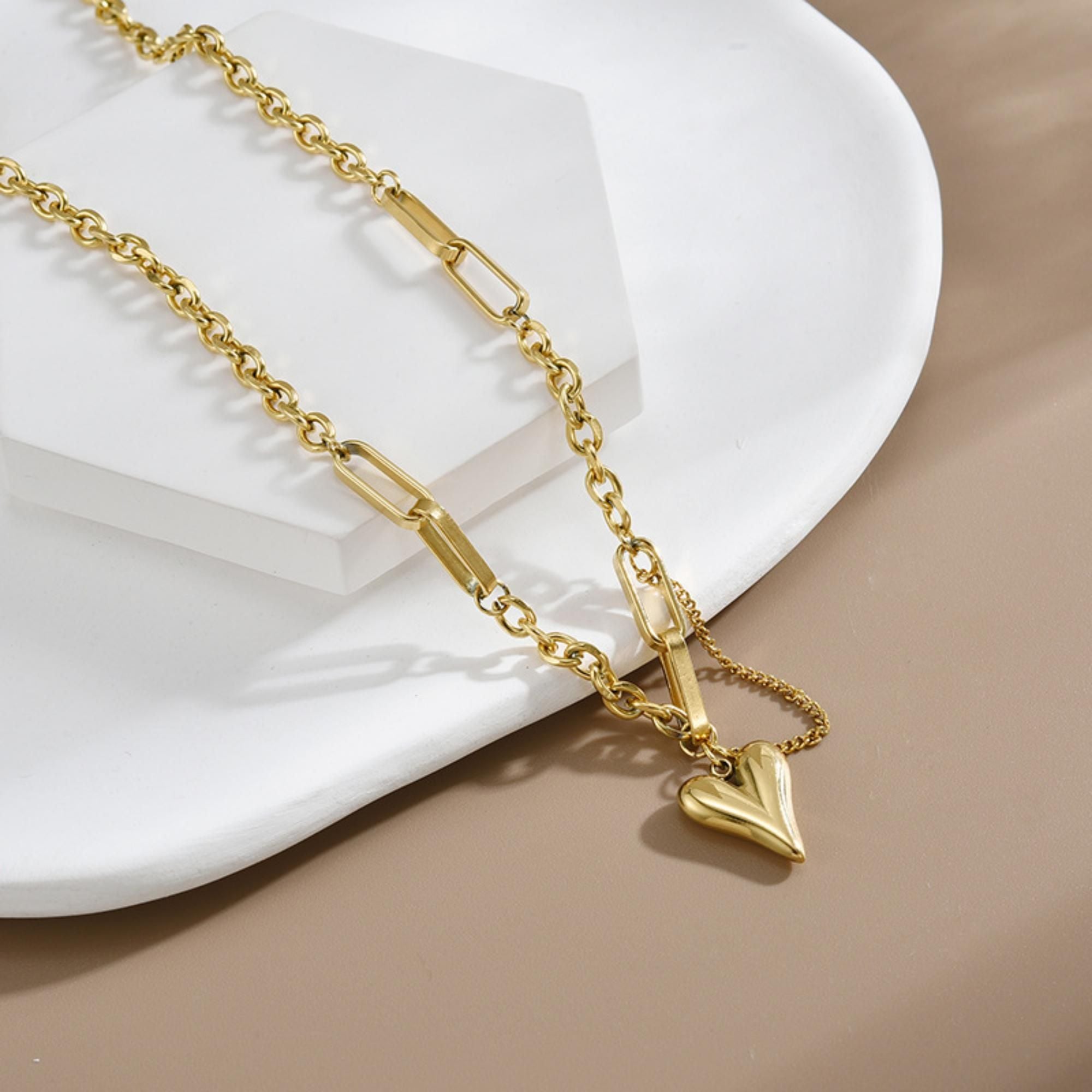 MYKI Appealing Heart Stainless Steel Necklace (MK729-SSYI)