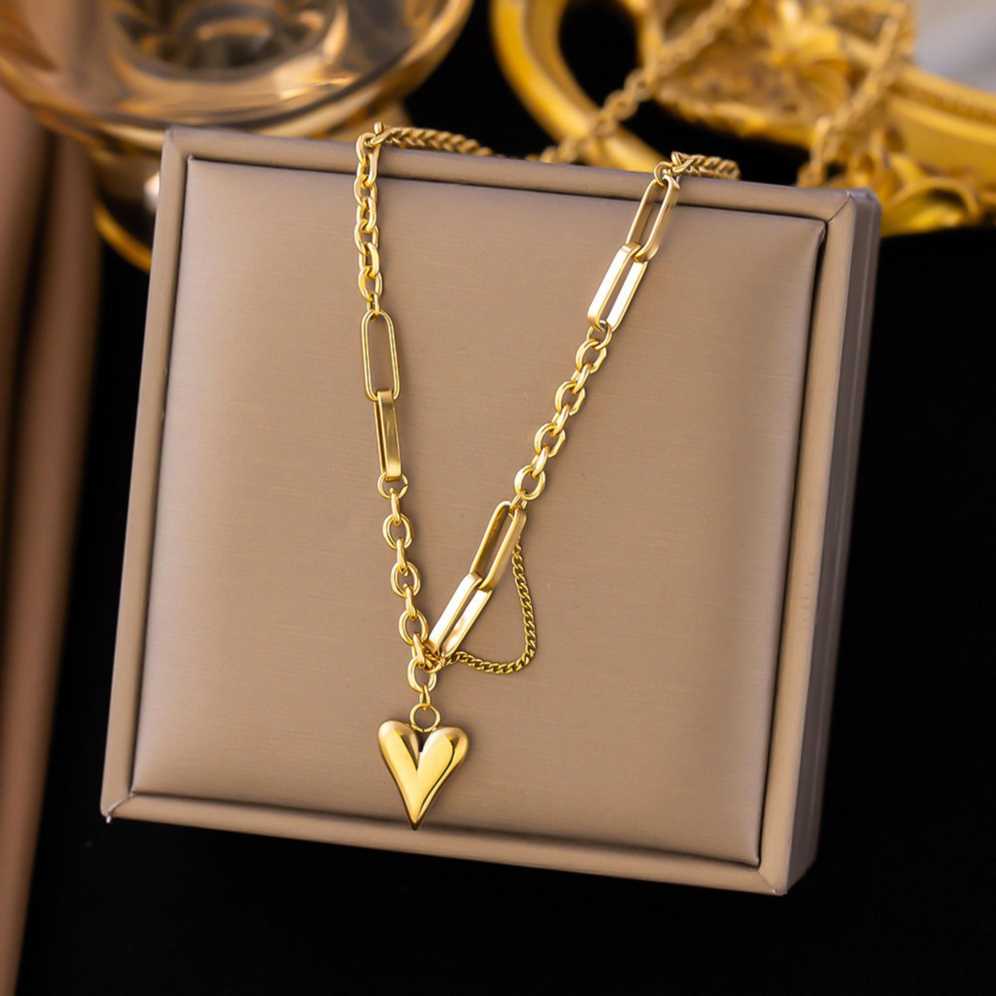MYKI Appealing Heart Stainless Steel Necklace (MK729G-SSYI)