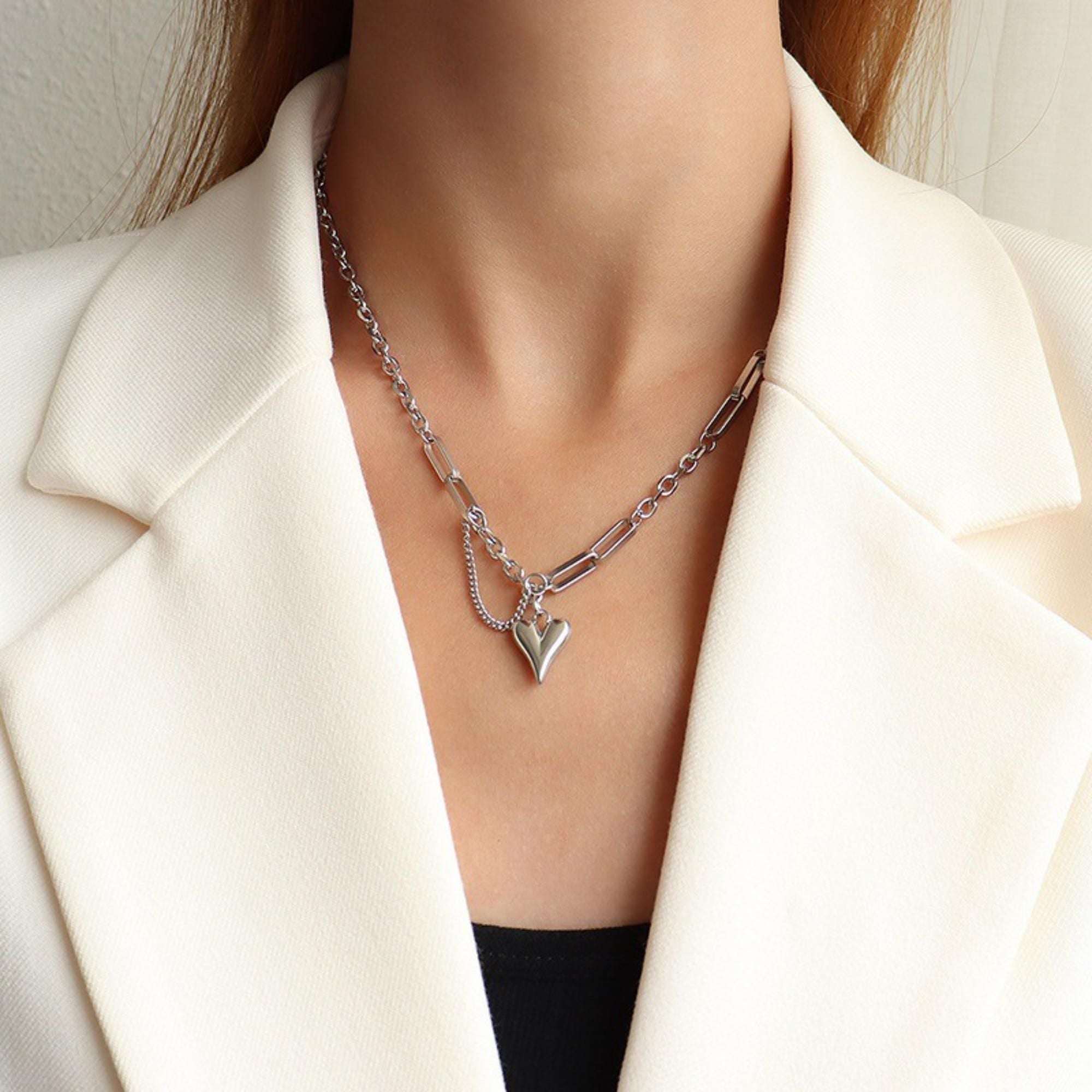 MYKI Appealing Heart Stainless Steel Necklace (MK729-SSYI)