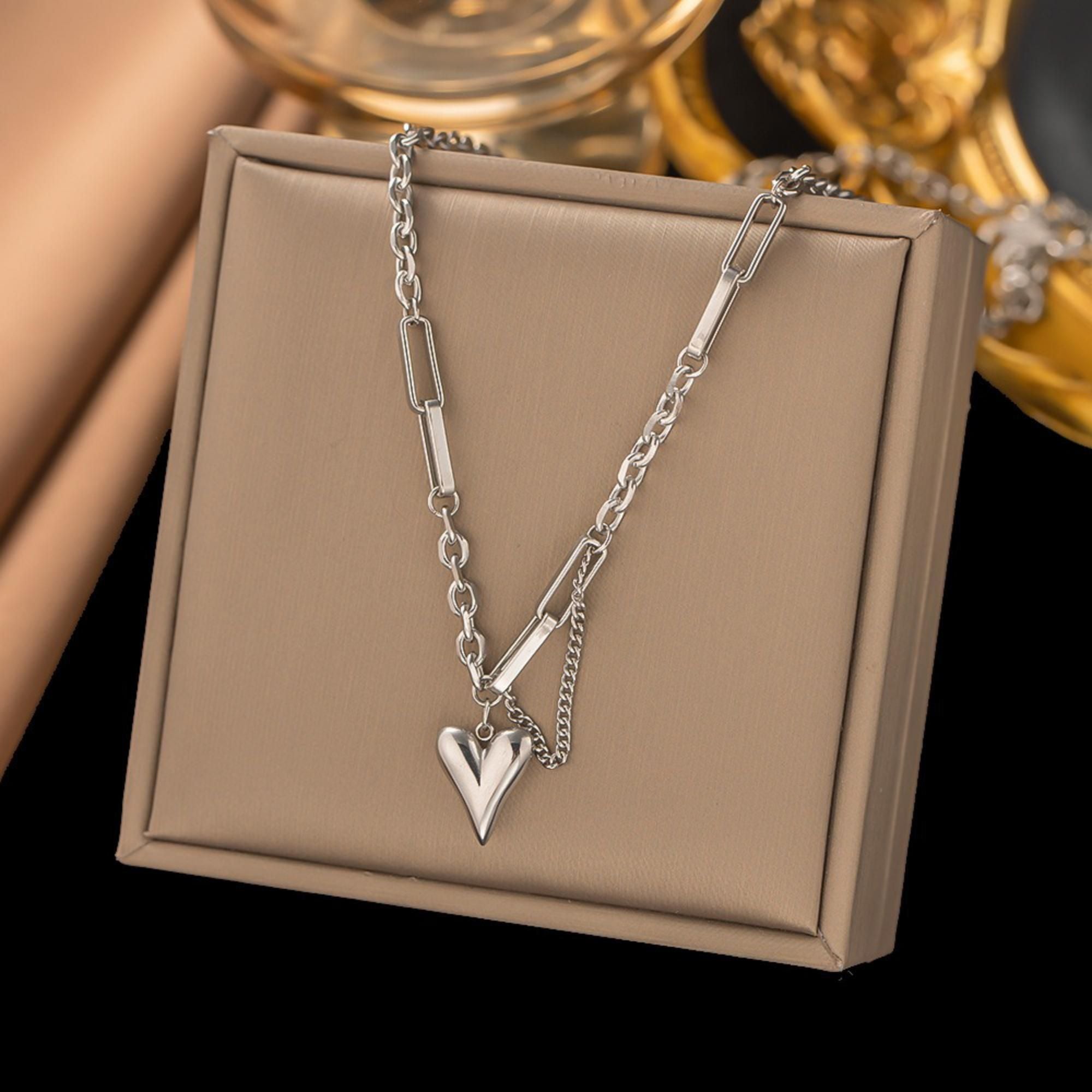 MYKI Appealing Heart Stainless Steel Necklace (MK729S-SSYI)