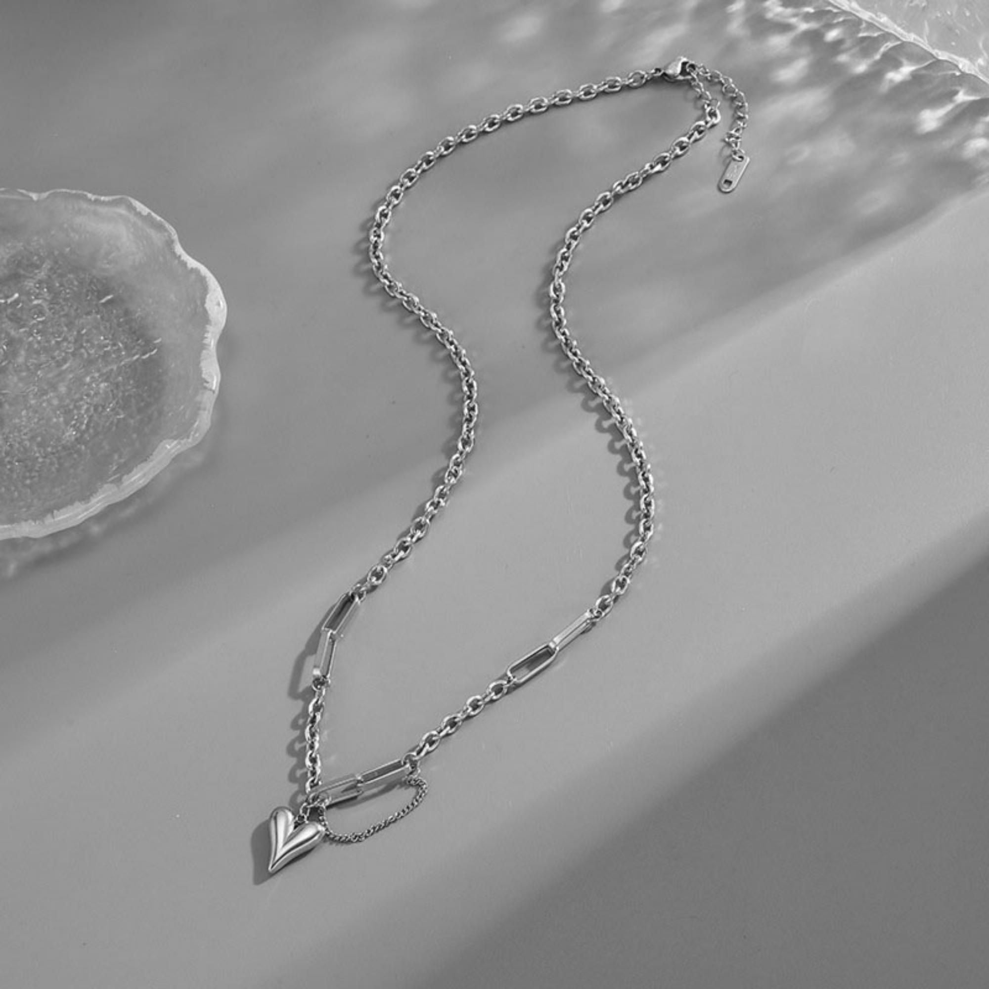 MYKI Appealing Heart Stainless Steel Necklace (MK729-SSYI)