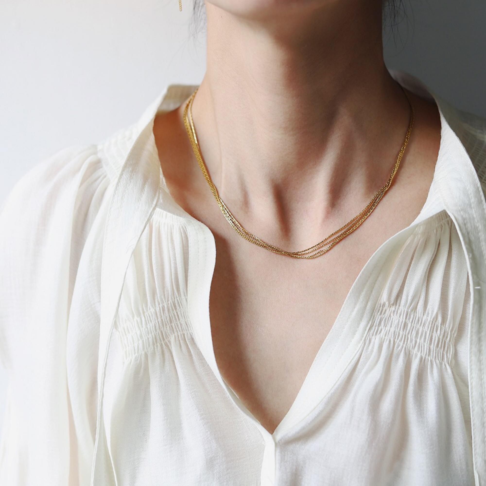 MYKI Anti-Tarnish Multi-Layer Necklace (MK734-SSYI)