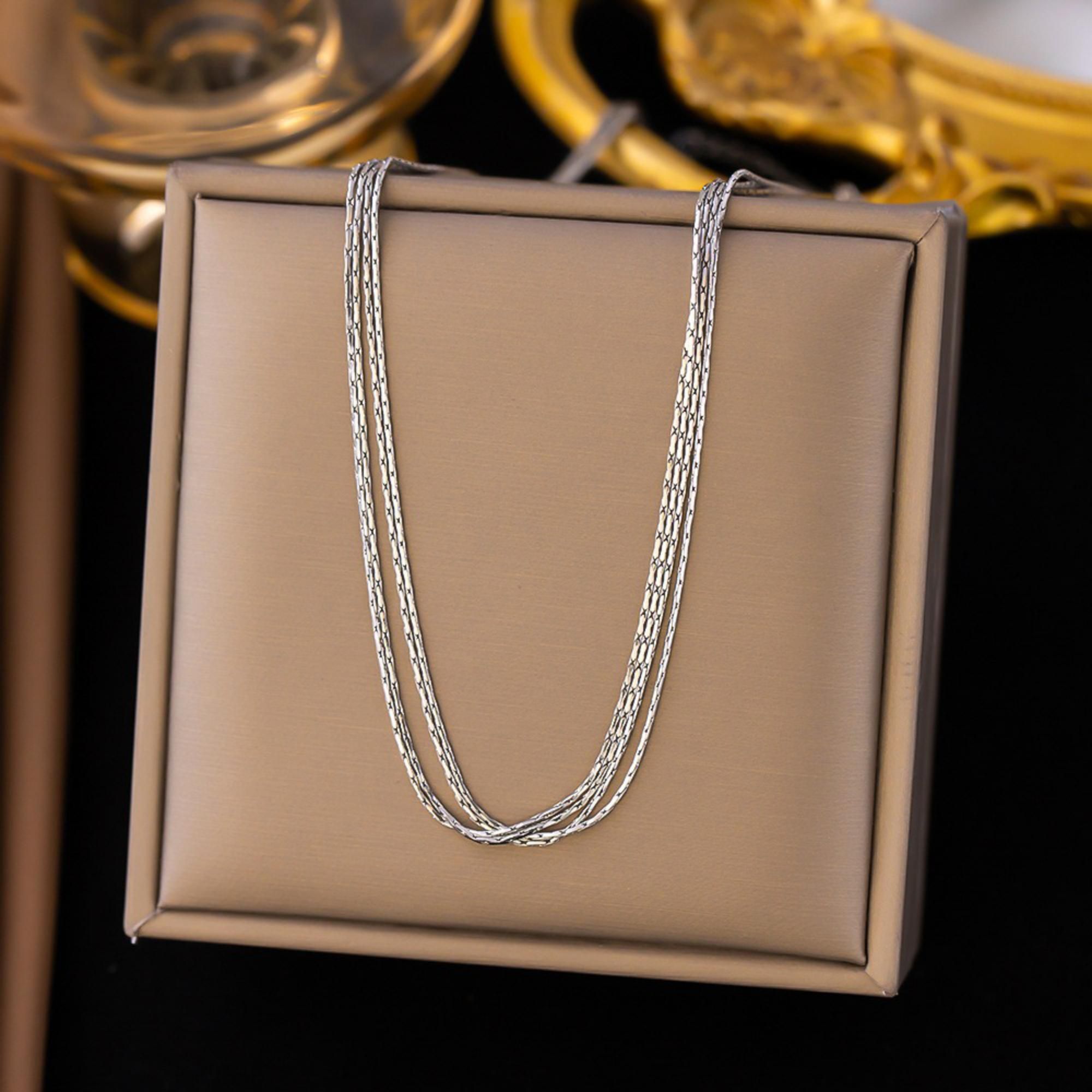 MYKI Anti-Tarnish Multi-Layer Necklace (MK734S-SSYI)